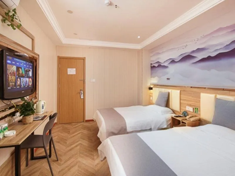 Bed in GreenTree Inn Nanjing Qinhuai District Xinjiekou Subway Station Express Hotel