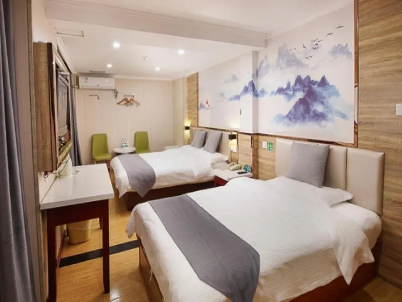 Bed in GreenTree Inn Nanjing Qinhuai District Xinjiekou Subway Station Express Hotel