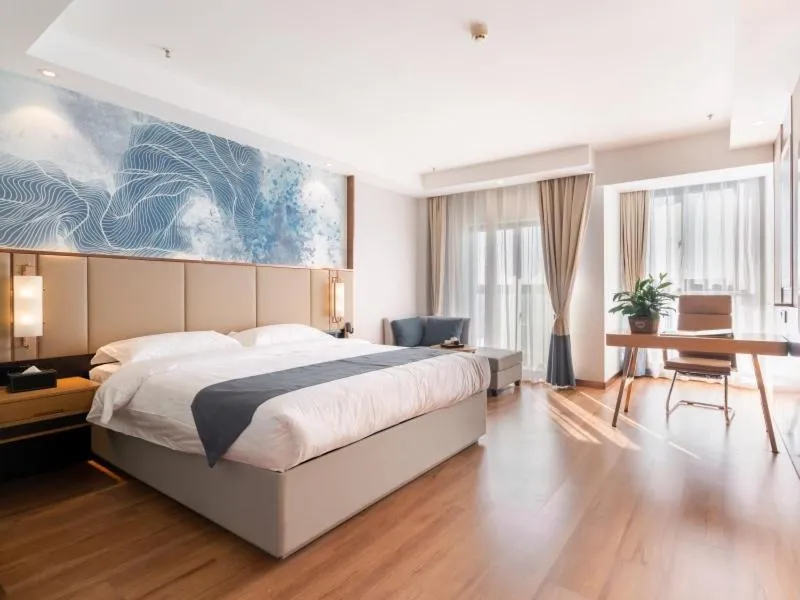 Bed in GreenTree Inn Jiangsu Wuxi Hudai FuAn Commercial Plaza Business Hotel