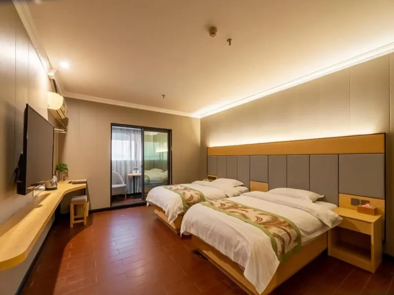 Bed in GreenTree Inn Jiangsu Suzhou Mudu Ancient Street Express Hotel