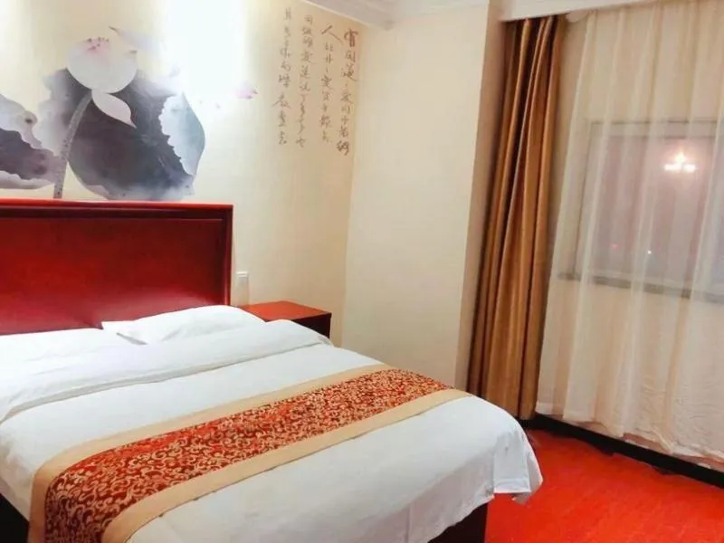 Bed in GreenTree Inn Jiangsu Lianyungang Donghai New Bus Station Express Hotel