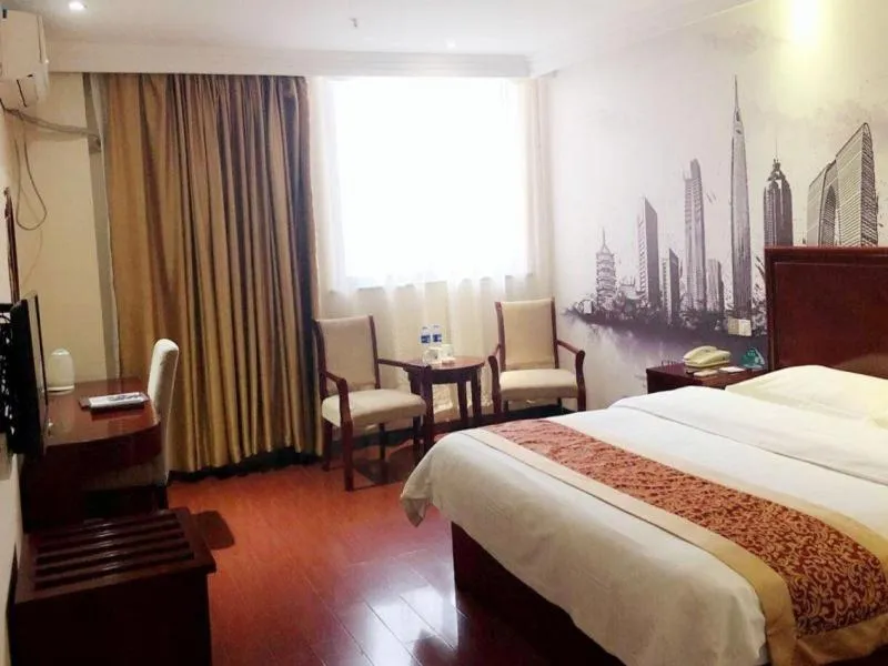 Bed in GreenTree Inn Jiangsu Lianyungang Donghai New Bus Station Express Hotel