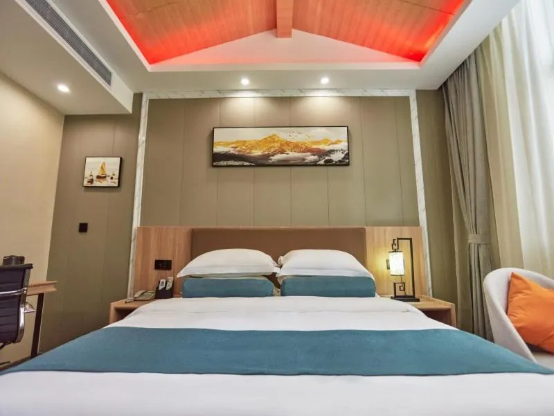 Bed in GreenTree Inn Huangshan TangKou Beauty Spot South Gate Transfer Center Business Hotel