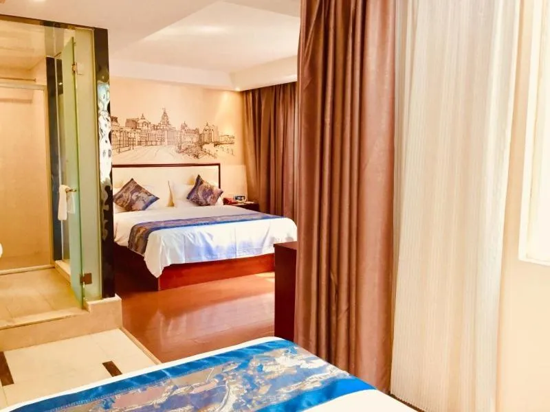 Bed in GreenTree Inn Guangxi Yulin Jincheng Commercial Building Shell Hotel