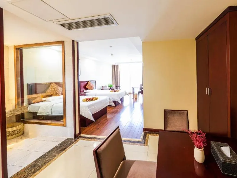 Bed in GreenTree Inn JiangSu HuaiAn University Town Science and Technology Avenue Business Hotel