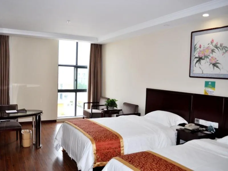 Bed in GreenTree Inn JiangSu HuaiAn University Town Science and Technology Avenue Business Hotel