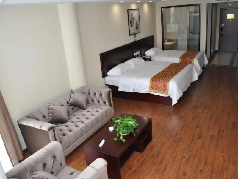 Bed in GreenTree Inn JiangSu HuaiAn University Town Science and Technology Avenue Business Hotel