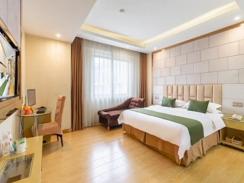 Bed in GreenTree Inn Zhejiang Jinhua Yiwu International Trade City Changchun Street Shell Hotel