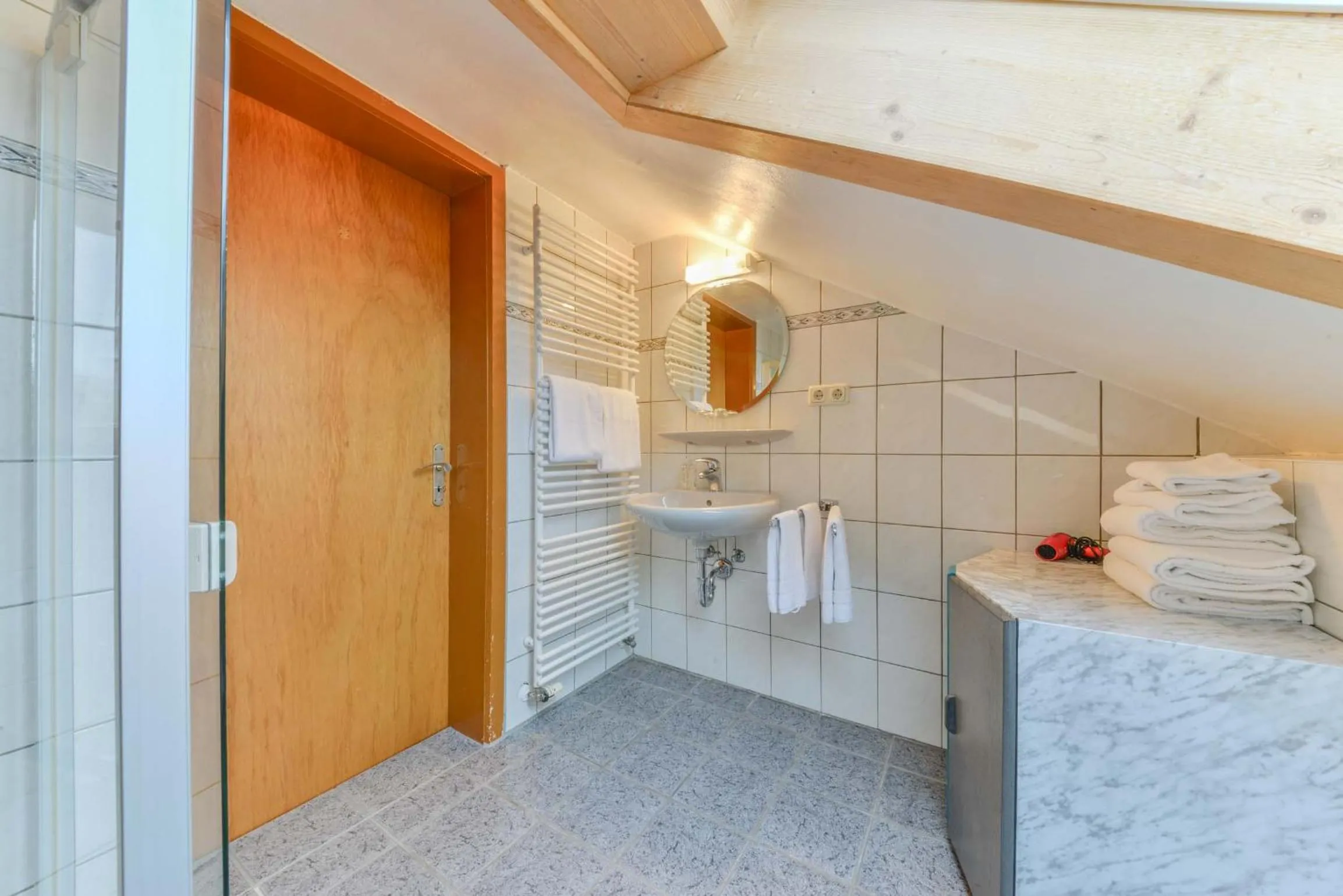 Bathroom, Bed in Pension Freiheit