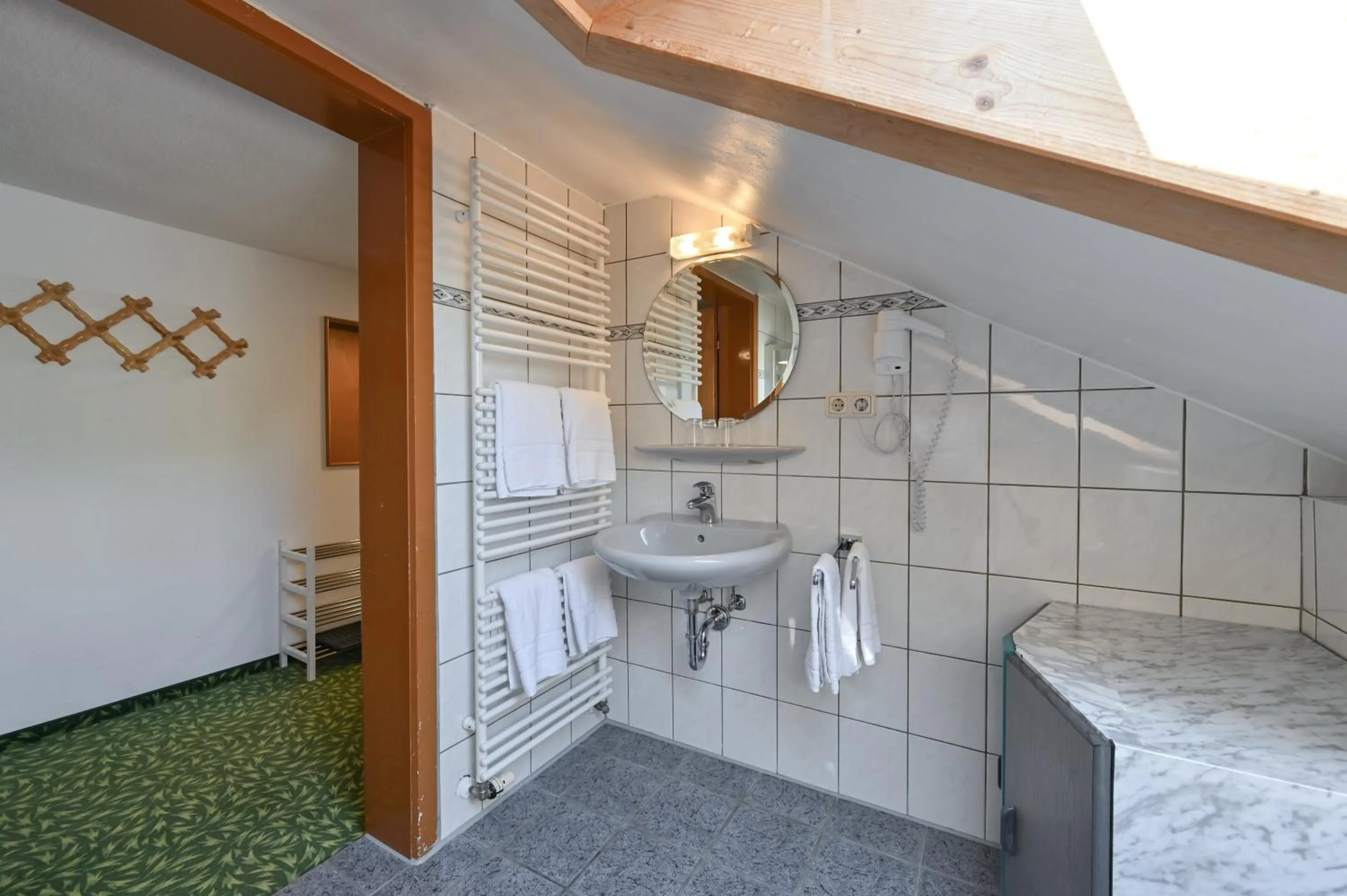 Bathroom, Bed in Pension Freiheit
