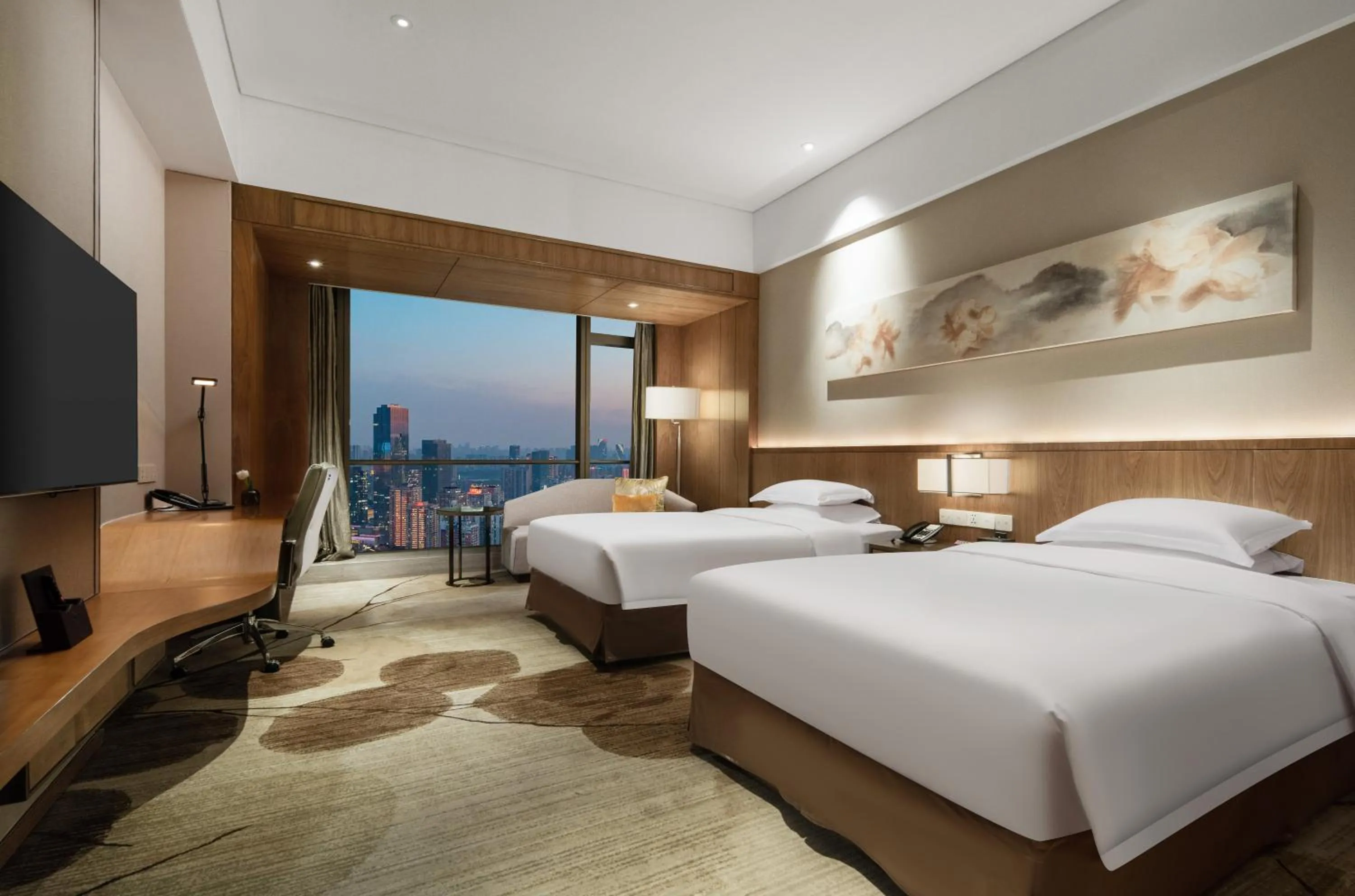 Bed in Crowne Plaza Fuzhou Riverside by IHG