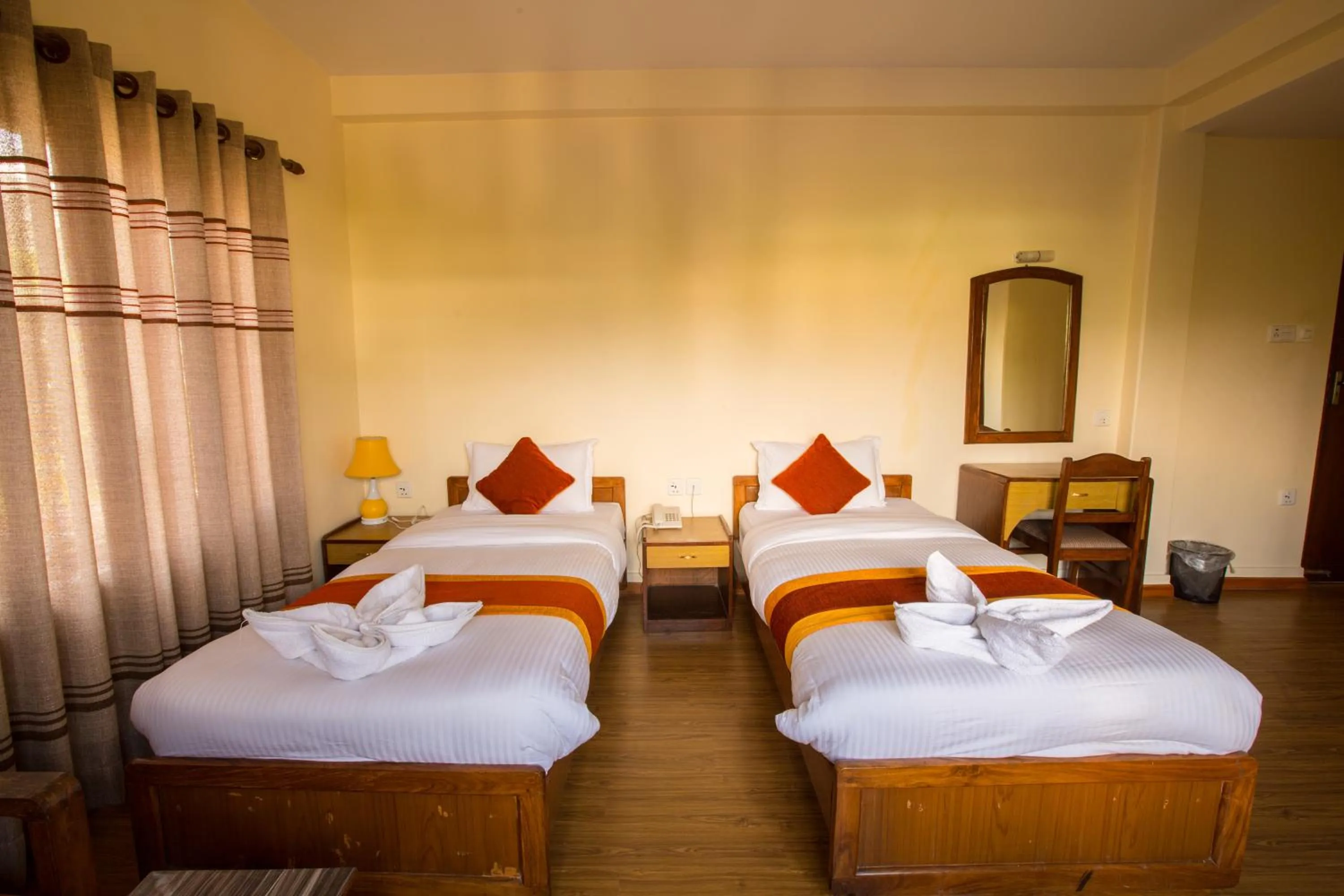 Bed in Hotel Pokhara View