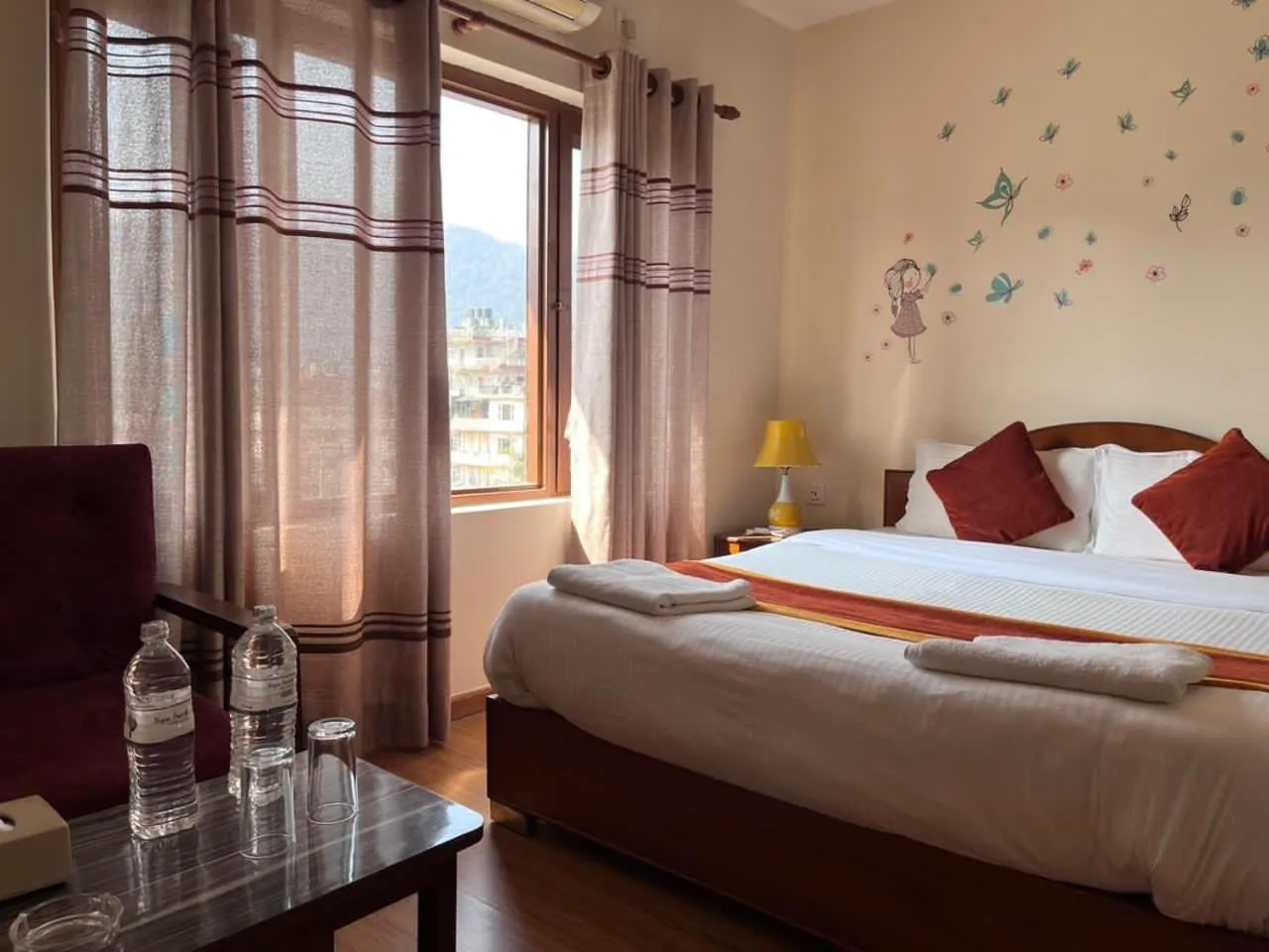 Bed in Hotel Pokhara View