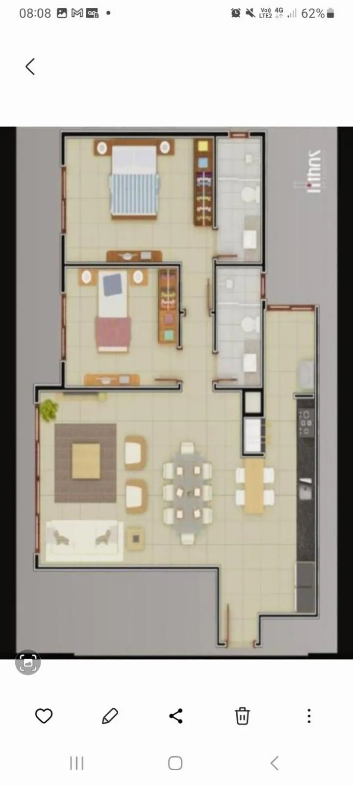Floor plan in Apartamento no 20 piso com 90m2 e linda vista