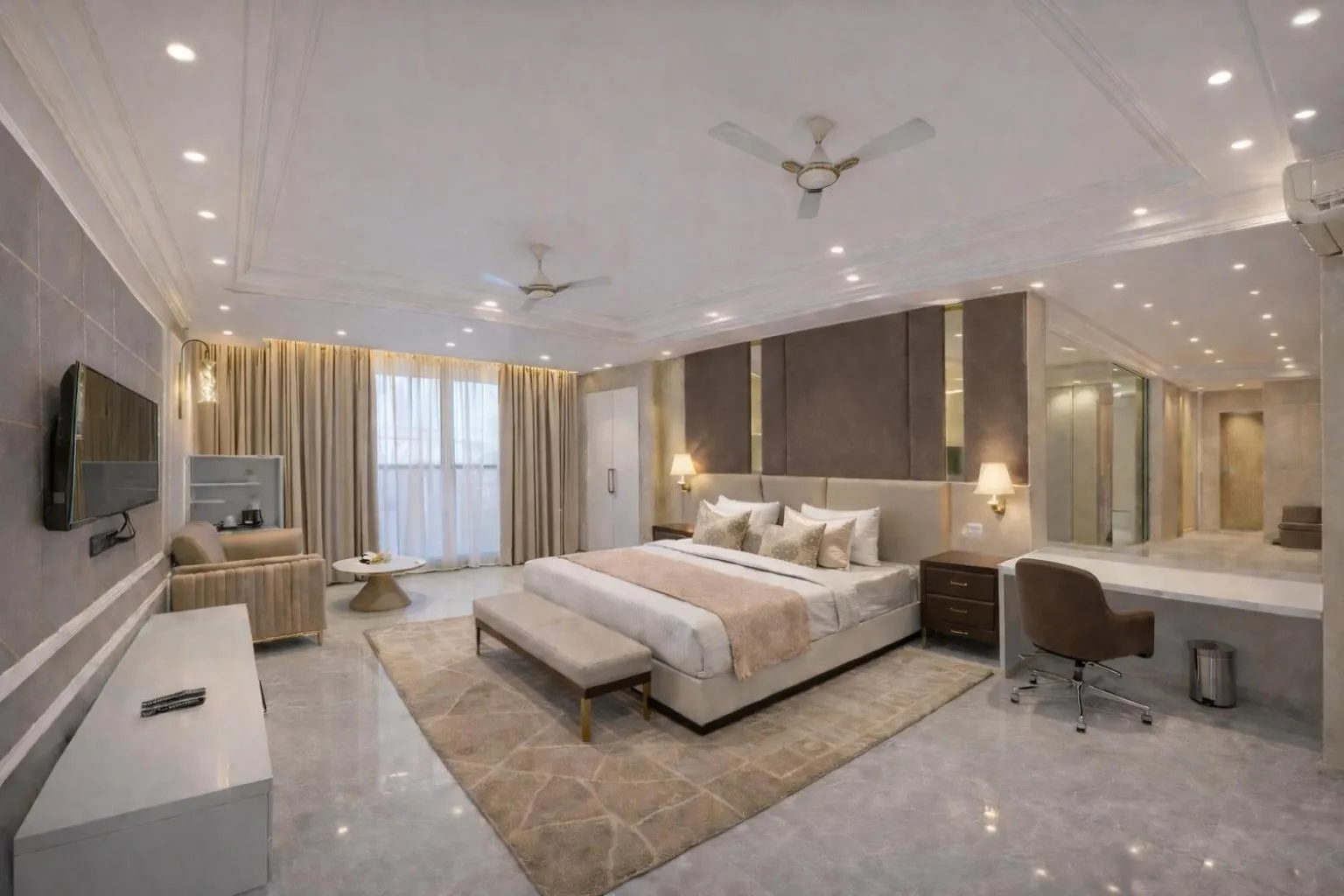 Photo of the whole room, Bed in Hotel Aroma Suites Delhi Airport