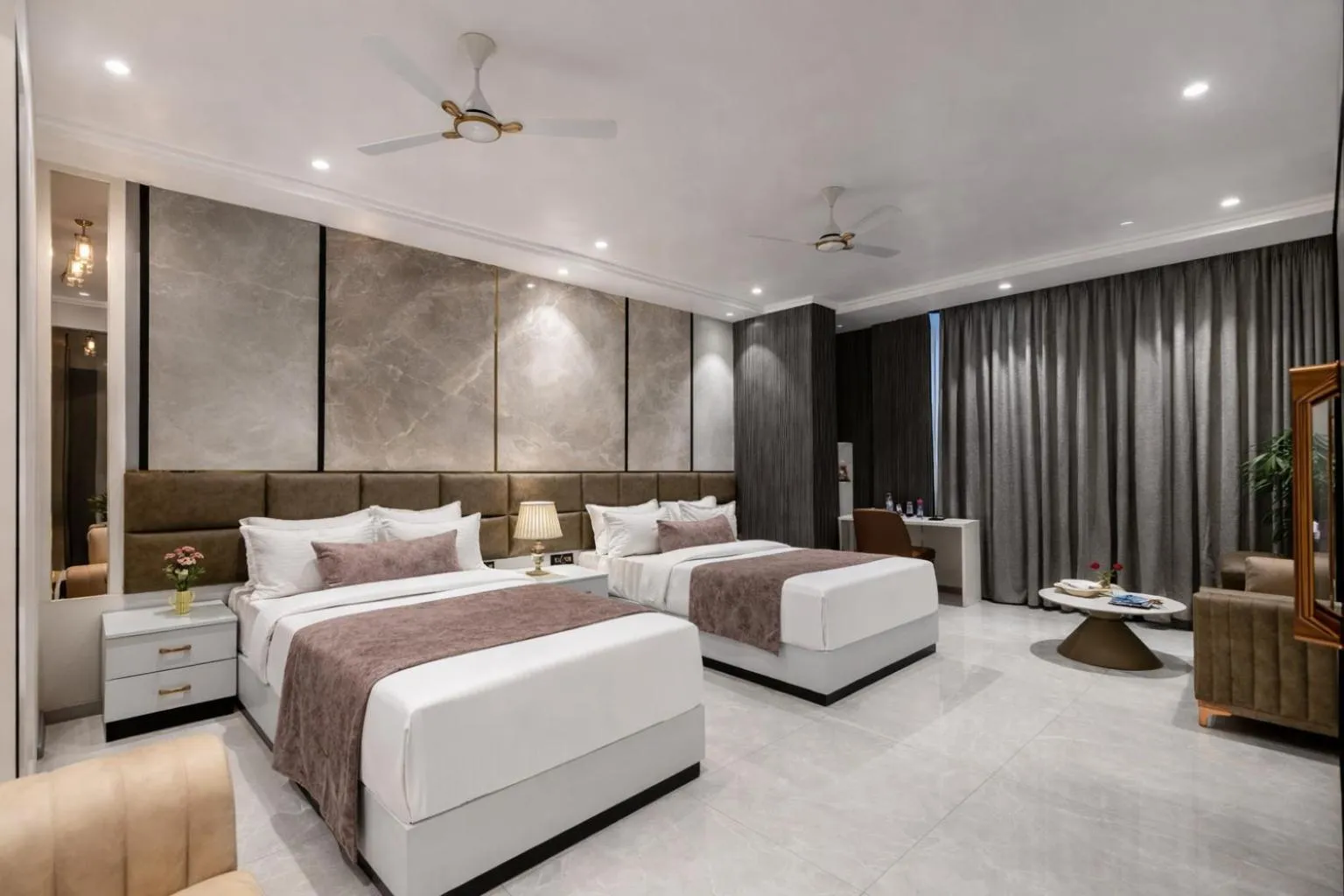 Photo of the whole room, Bed in Hotel Aroma Suites Delhi Airport