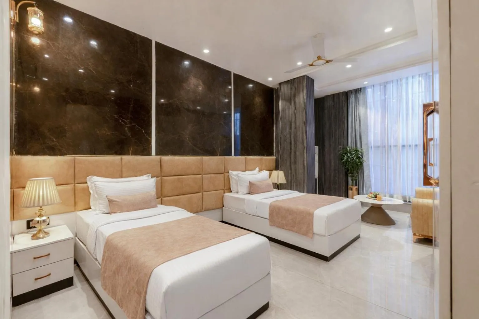 Photo of the whole room, Bed in Hotel Aroma Suites Delhi Airport