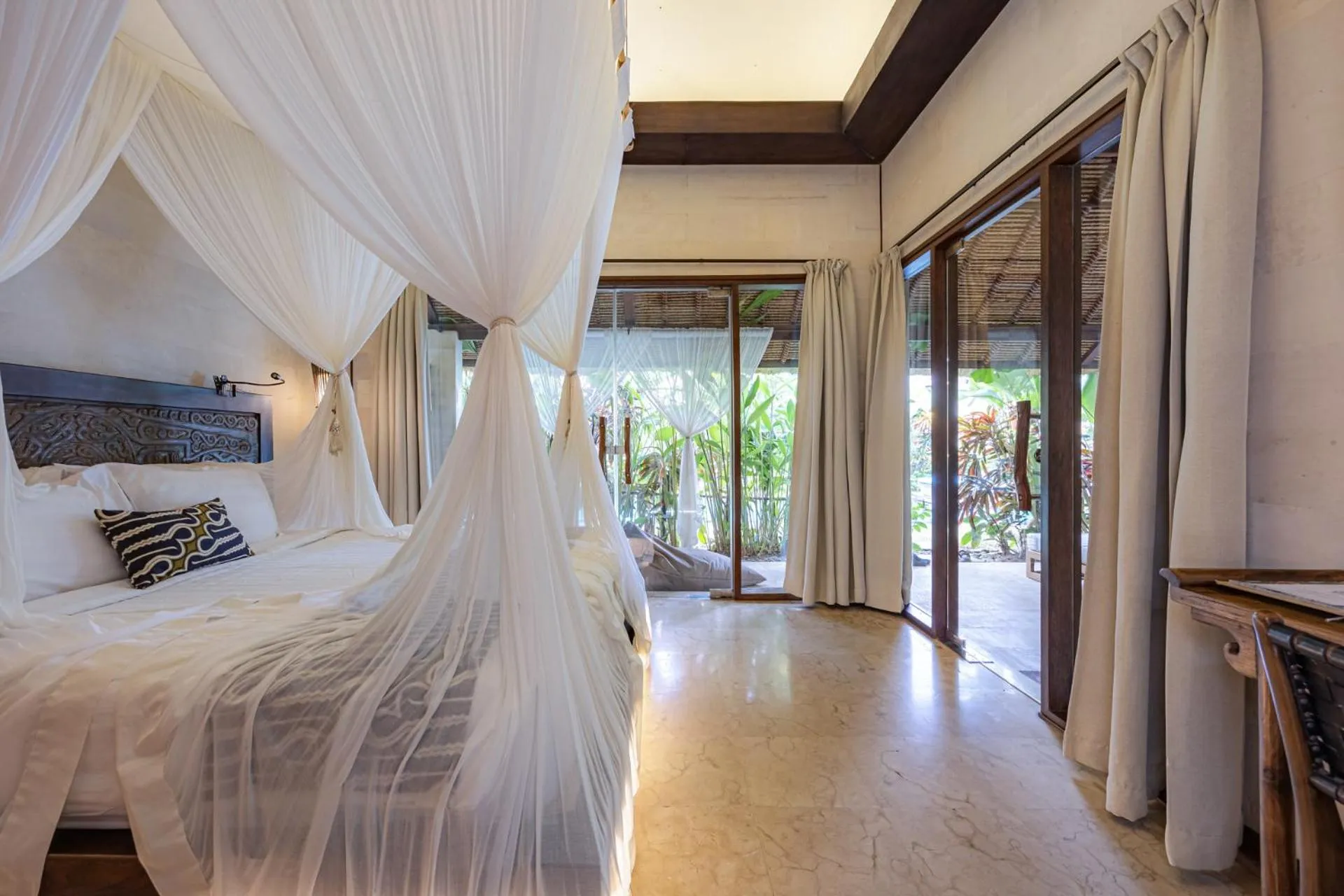 Pool view, Bed in Karmagali Suites Adults only & Private Pool Family Villas