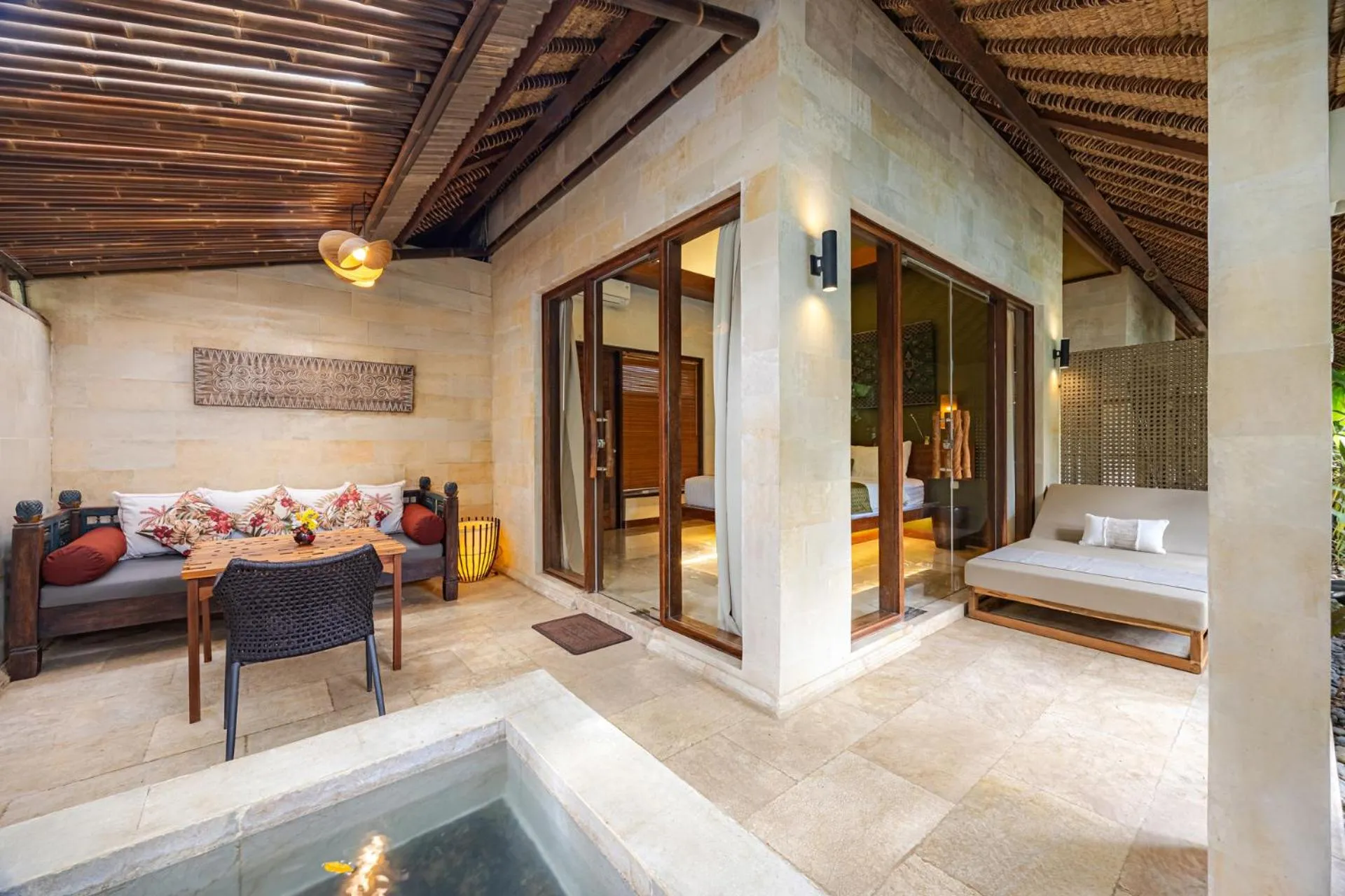 Patio, Bed in Karmagali Suites Adults only & Private Pool Family Villas