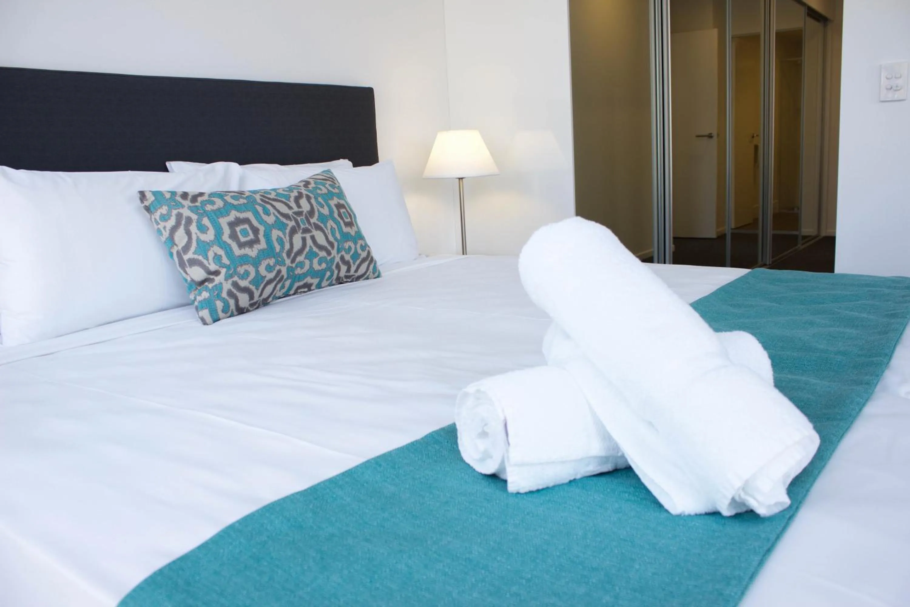 Bedroom, Bed in Synergy Broadbeach - Official