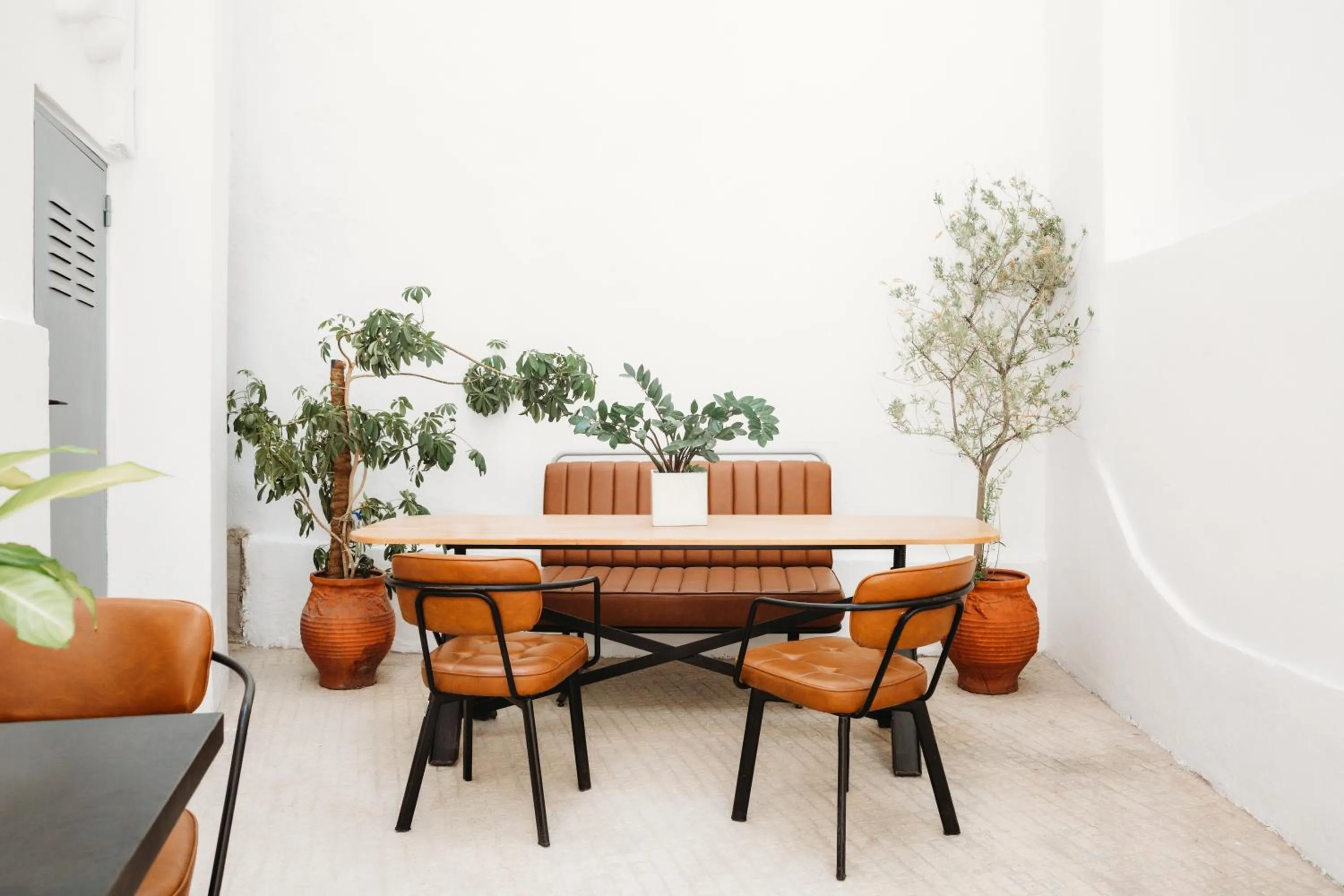 Seating area in Athens Backpackers