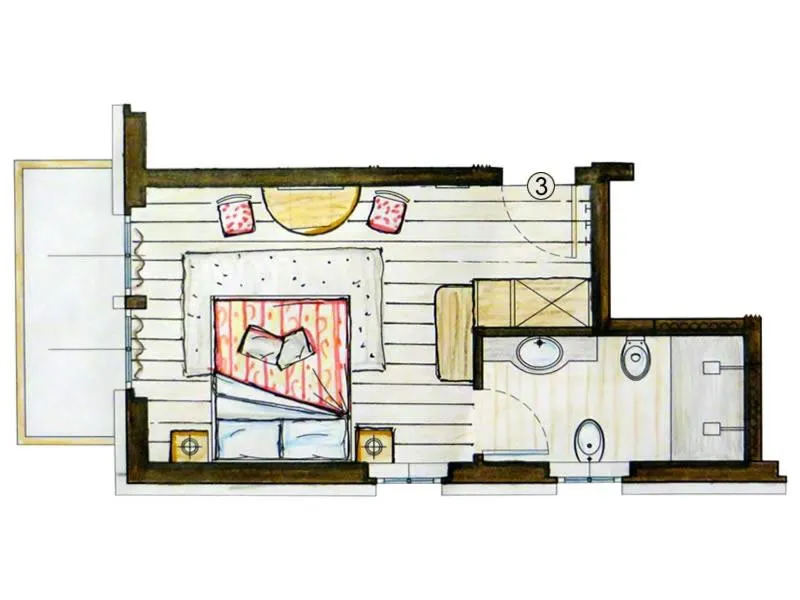 Floor plan in B&B Ecohotel Chalet des Alpes