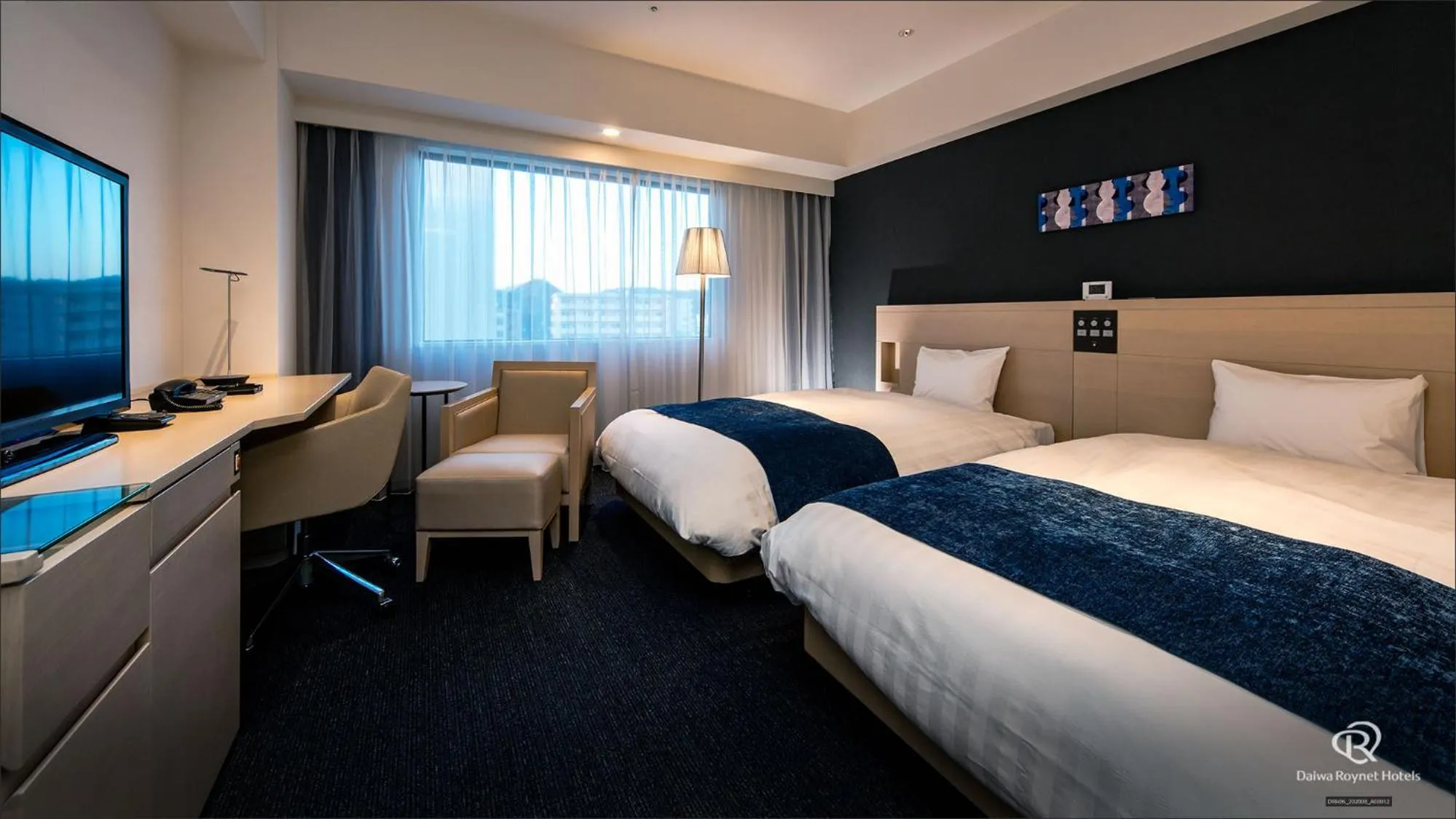 Photo of the whole room, Bed in Daiwa Roynet Hotel Matsuyama