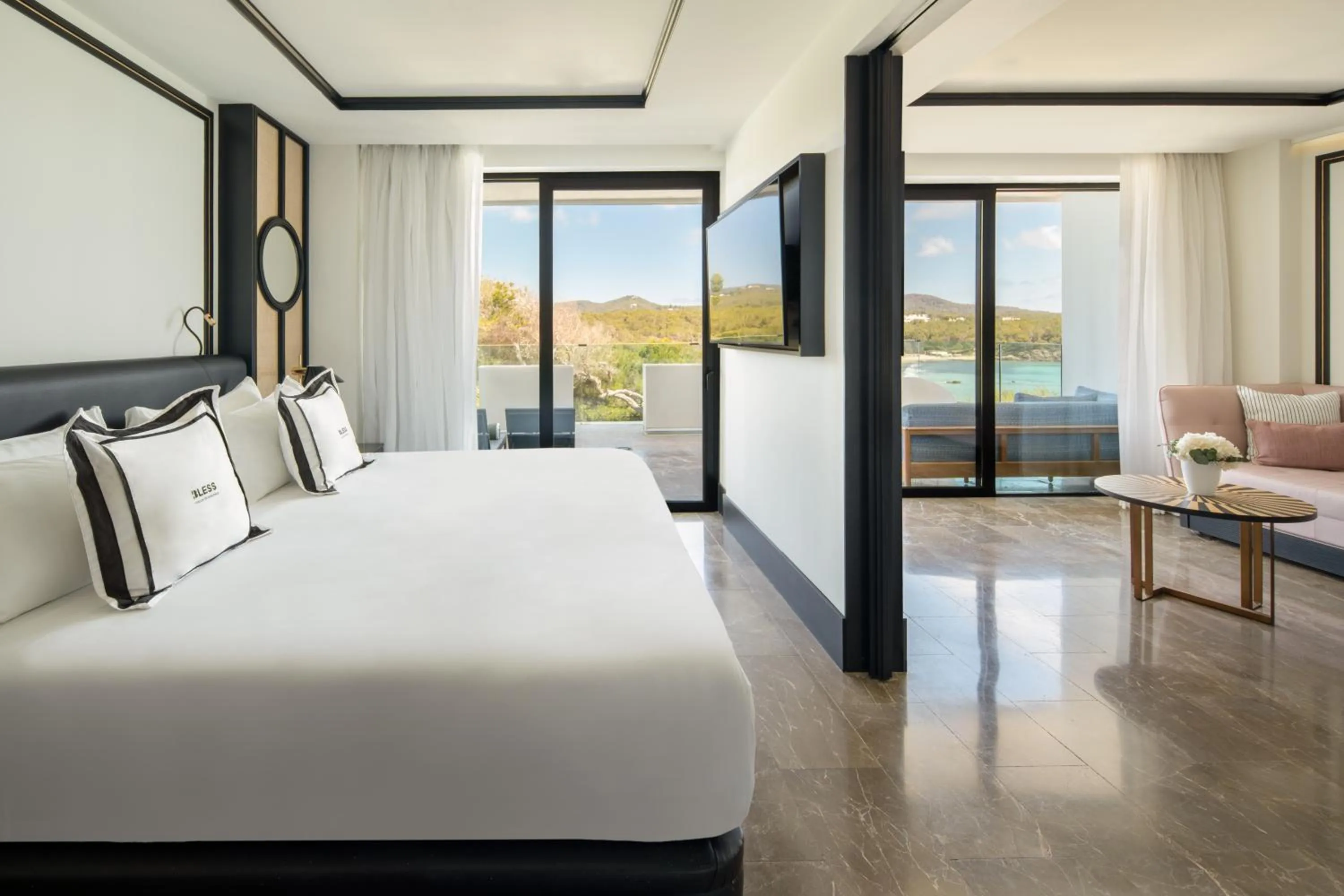 Living room, Bed in BLESS Hotel Ibiza - The Leading Hotels of The World