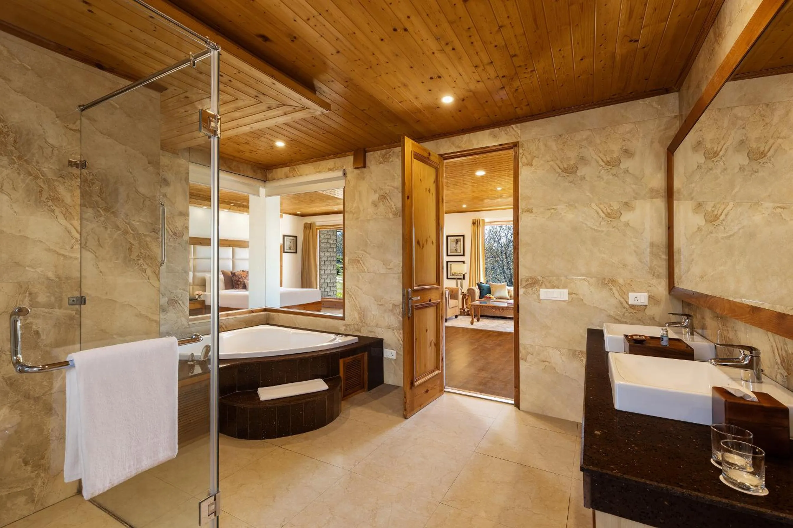 Bathroom, Bed in Baragarh Resort & Spa, Manali- IHCL SeleQtions