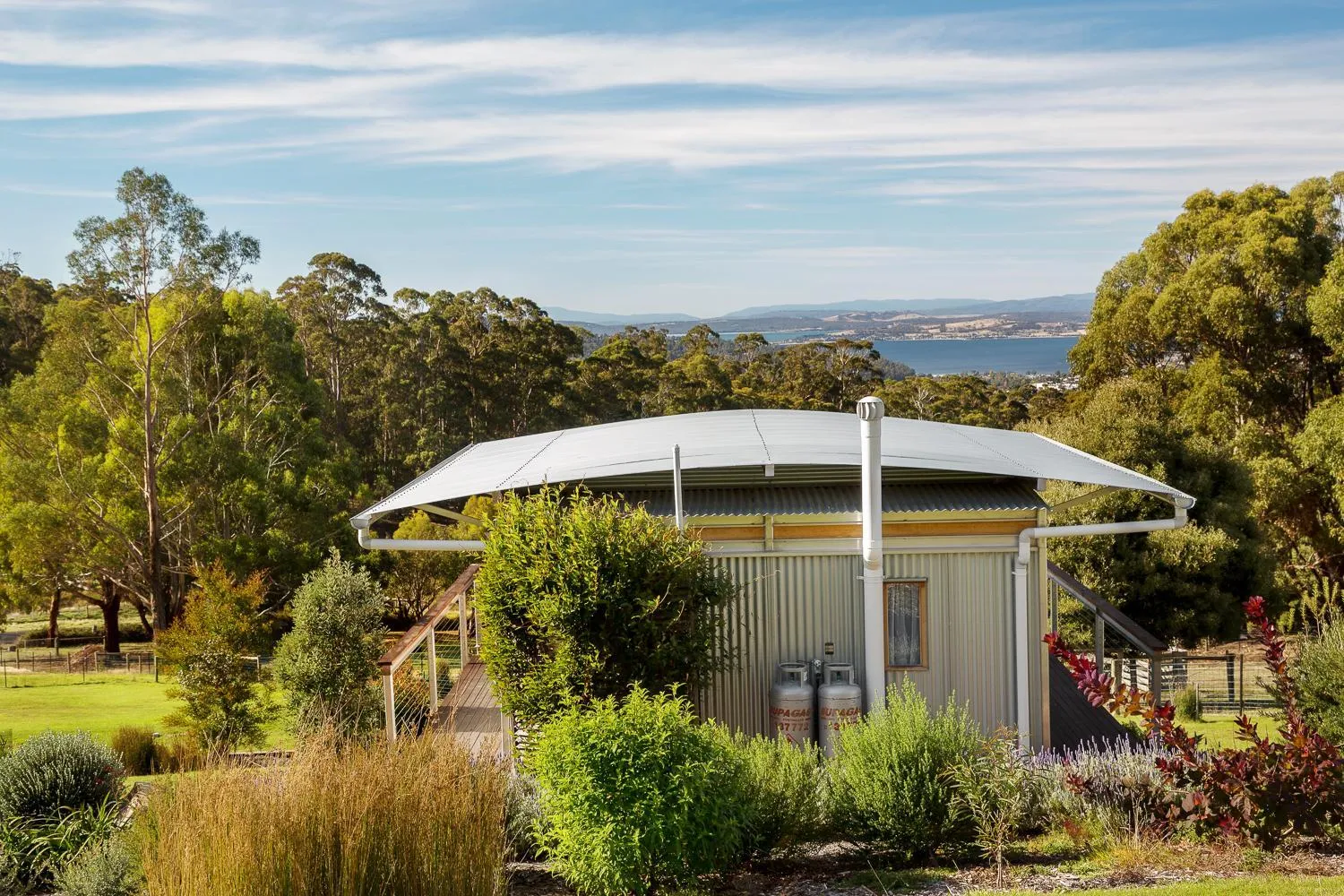 Garden view in Hobart Hideaway Pods