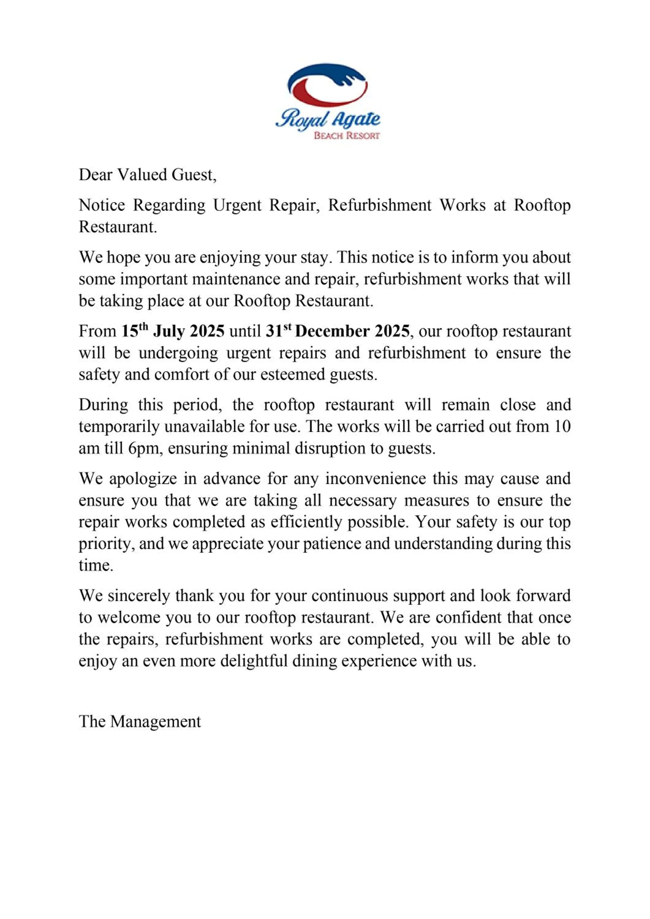 Property building in Royal Agate Beach Resort