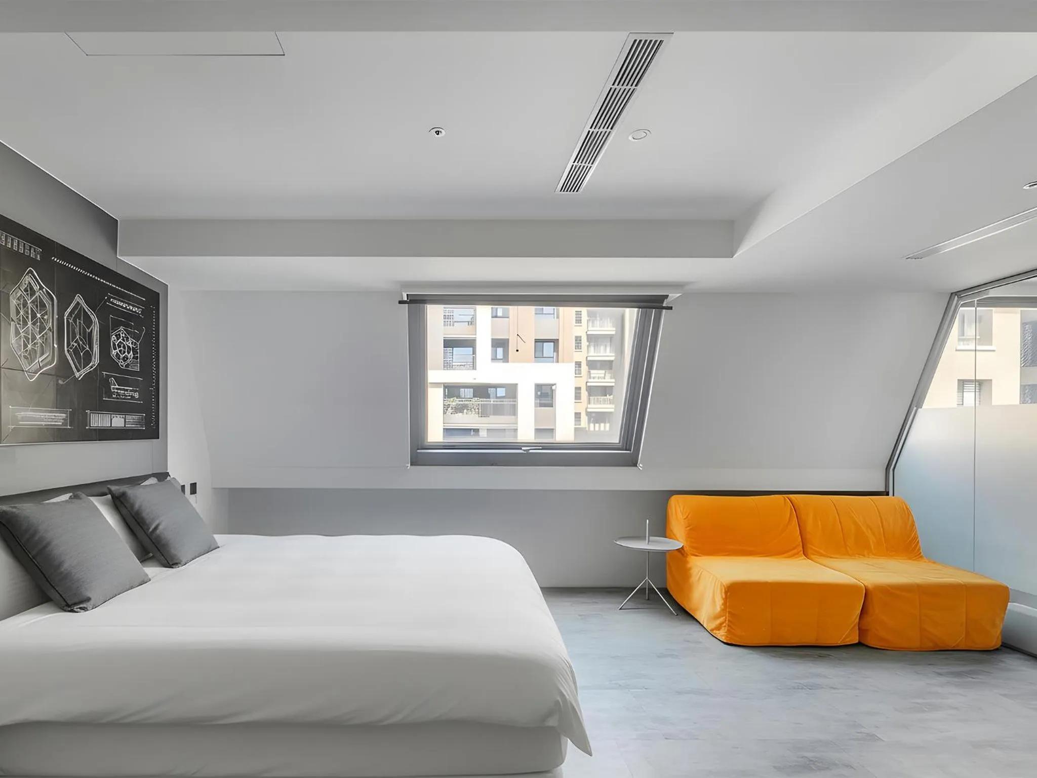 Bed in CHECK inn Taichung Liming