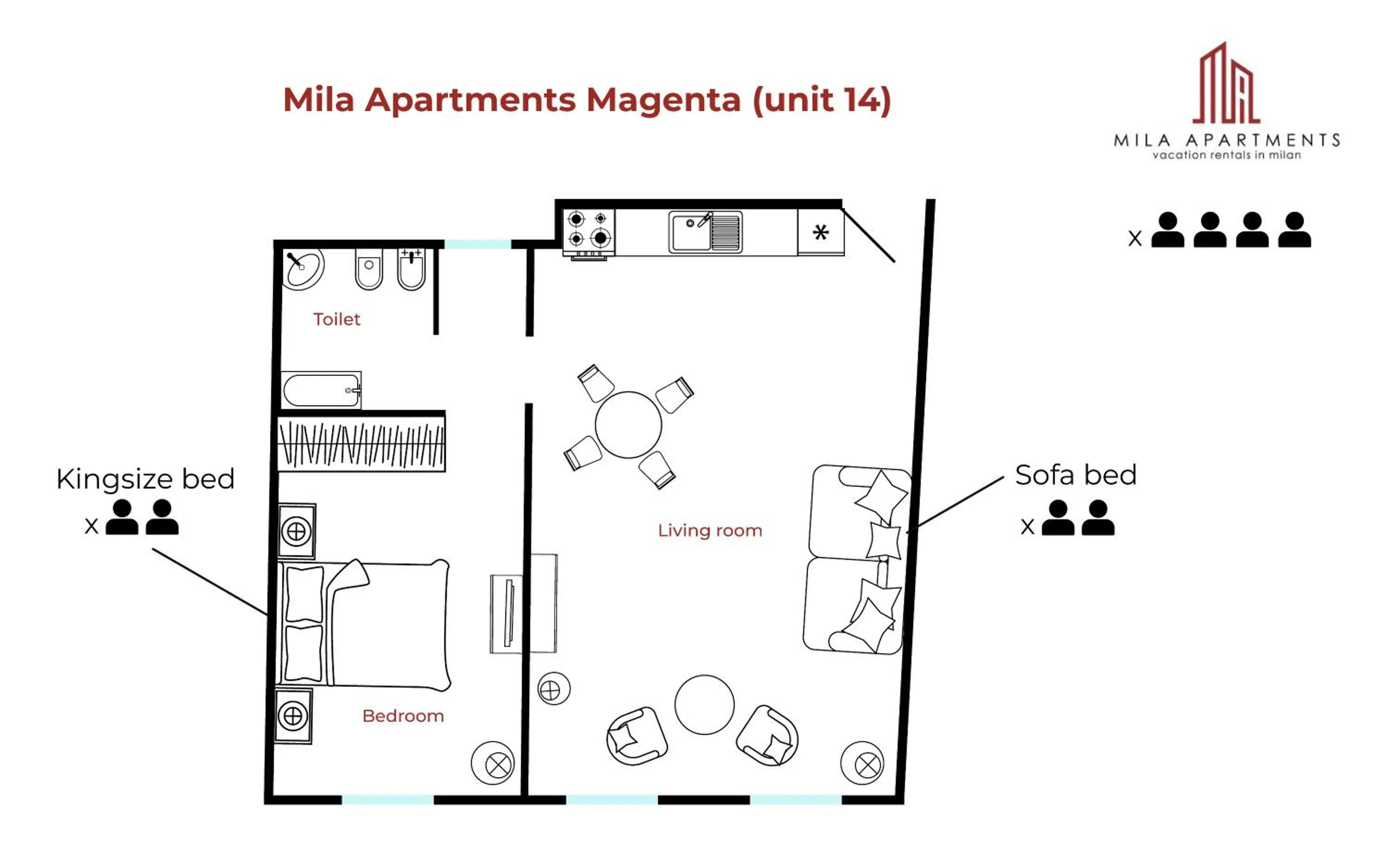 Floor plan in Mila Apartments Magenta