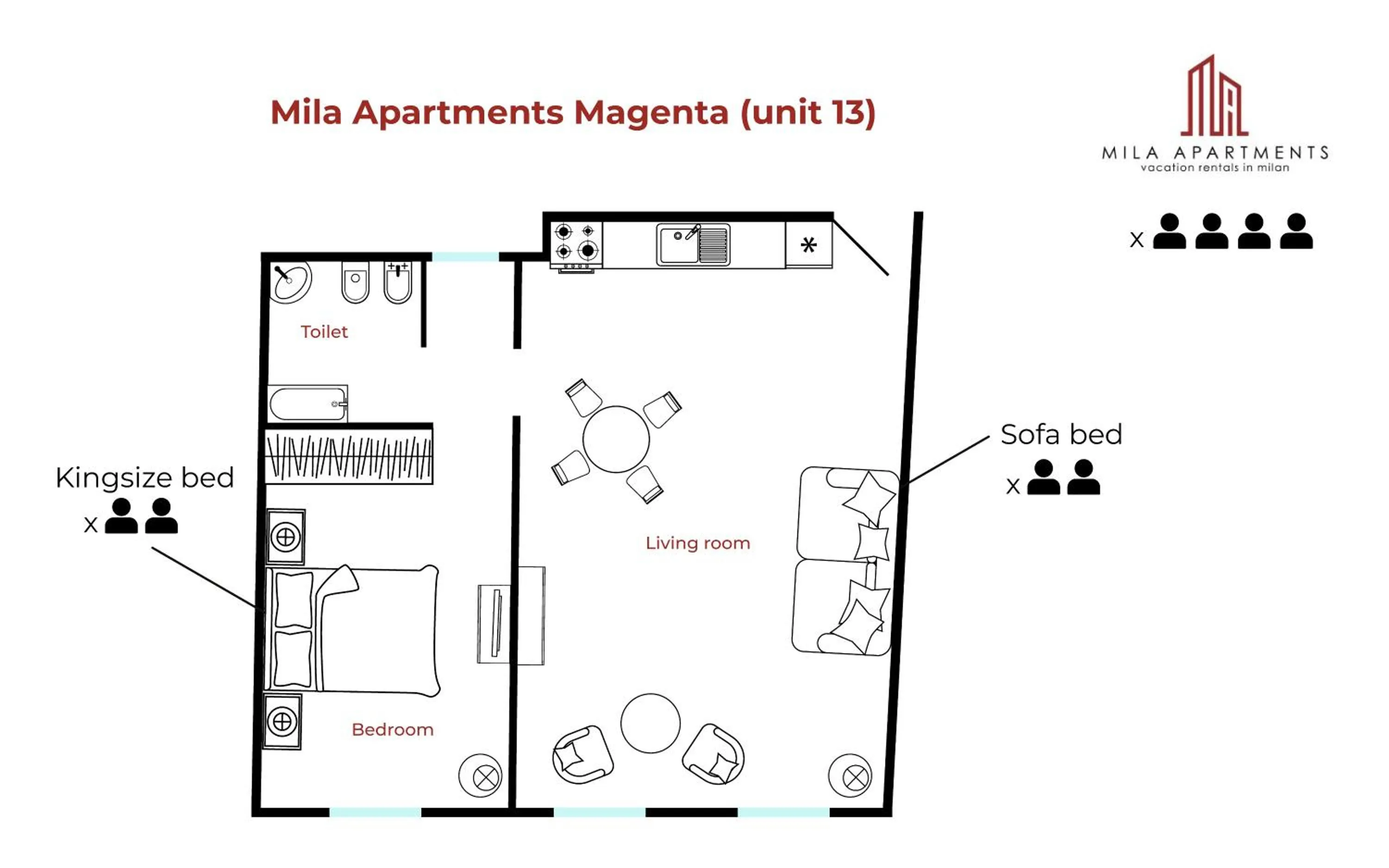 Floor plan in Mila Apartments Magenta