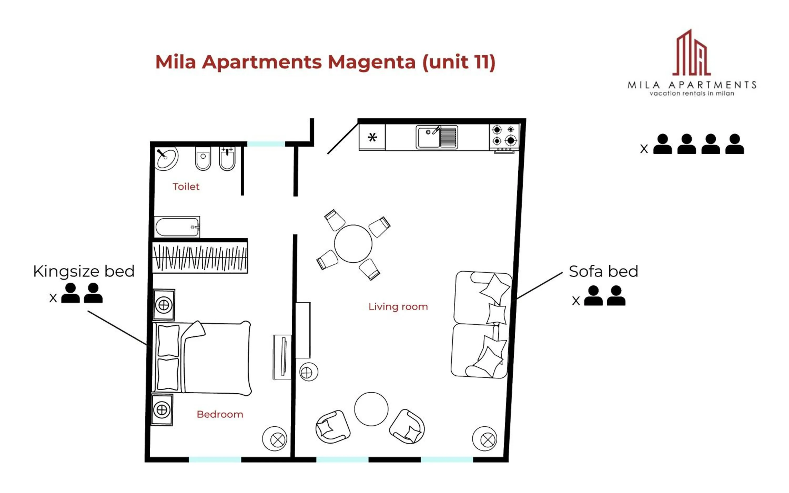 Floor plan in Mila Apartments Magenta