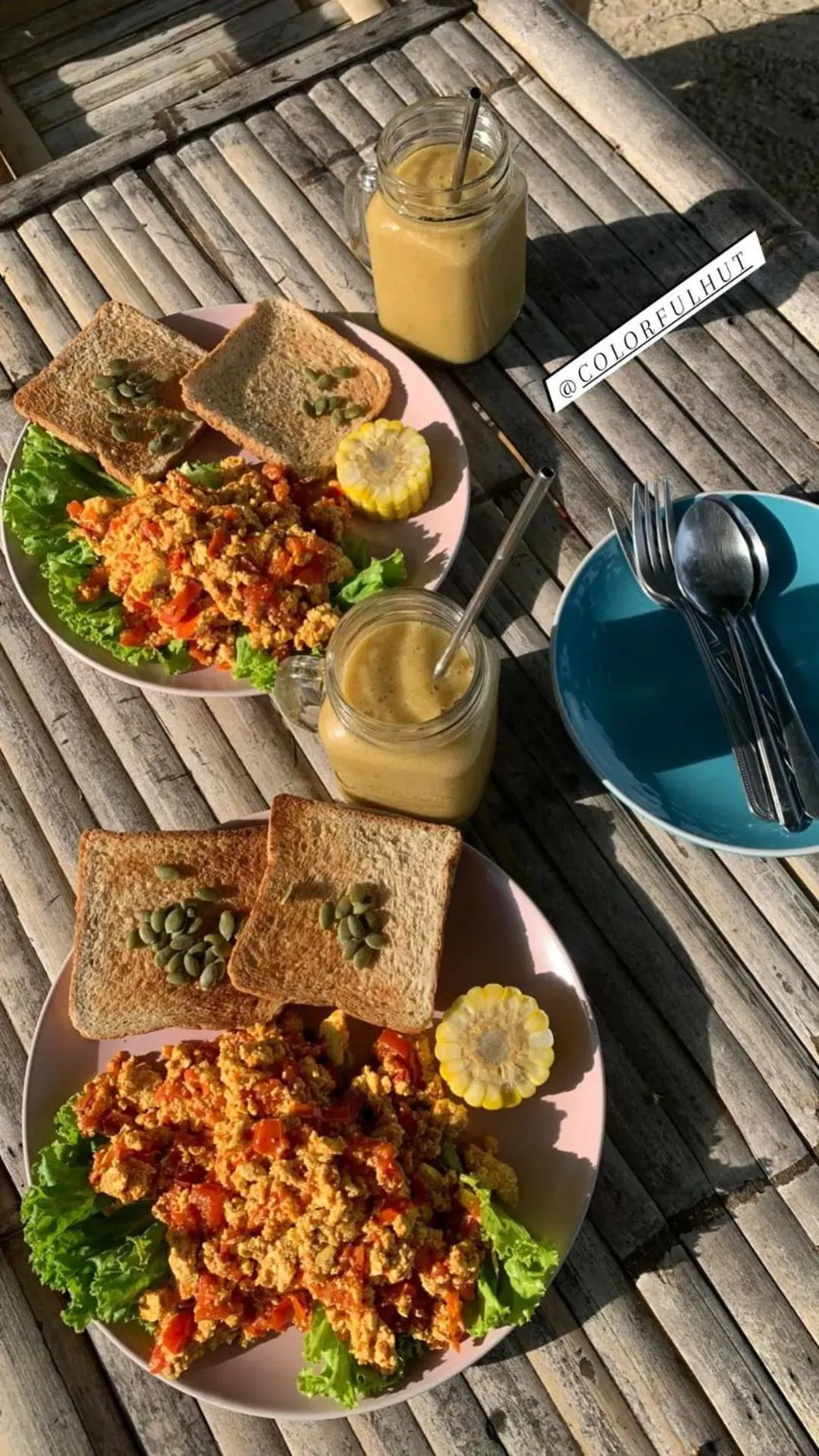 Breakfast in Colorful Hut