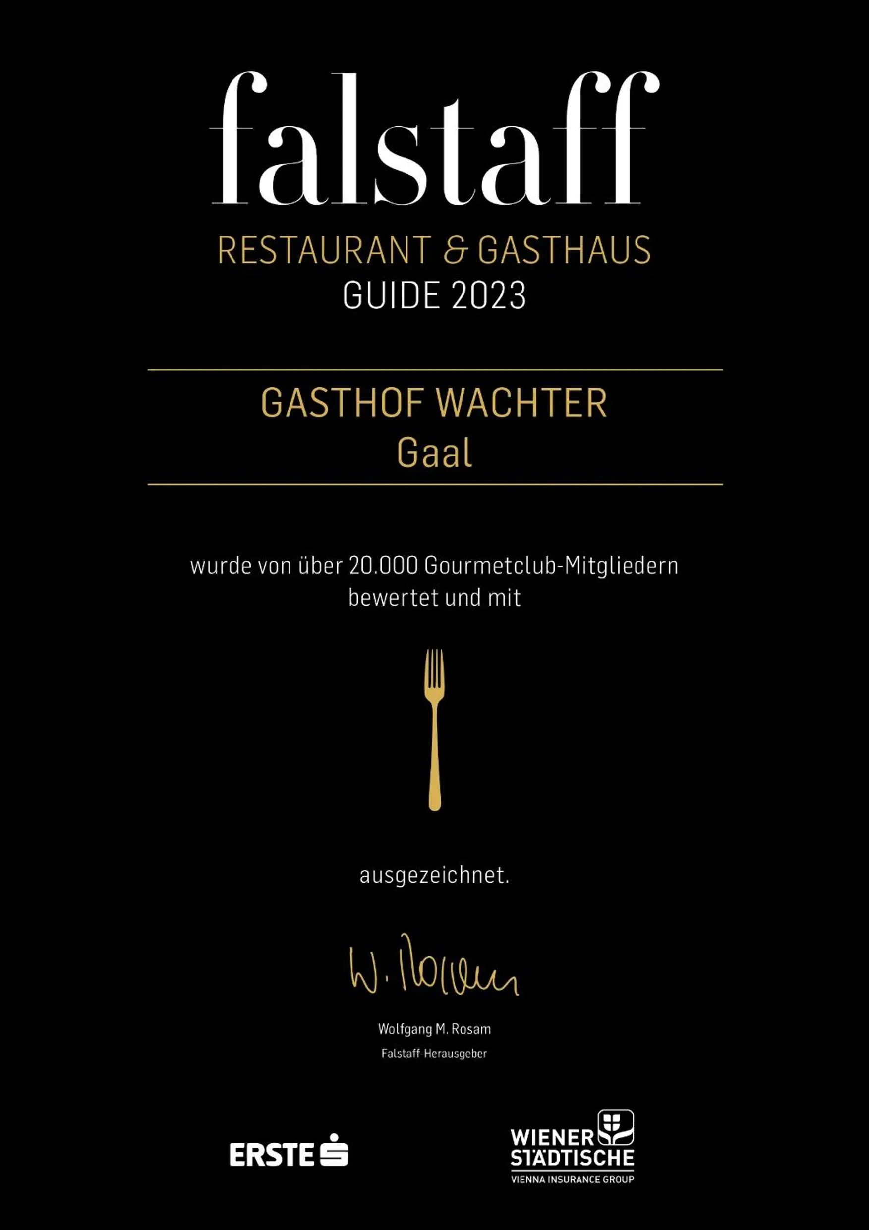 Certificate/Award in Gasthof Wachter