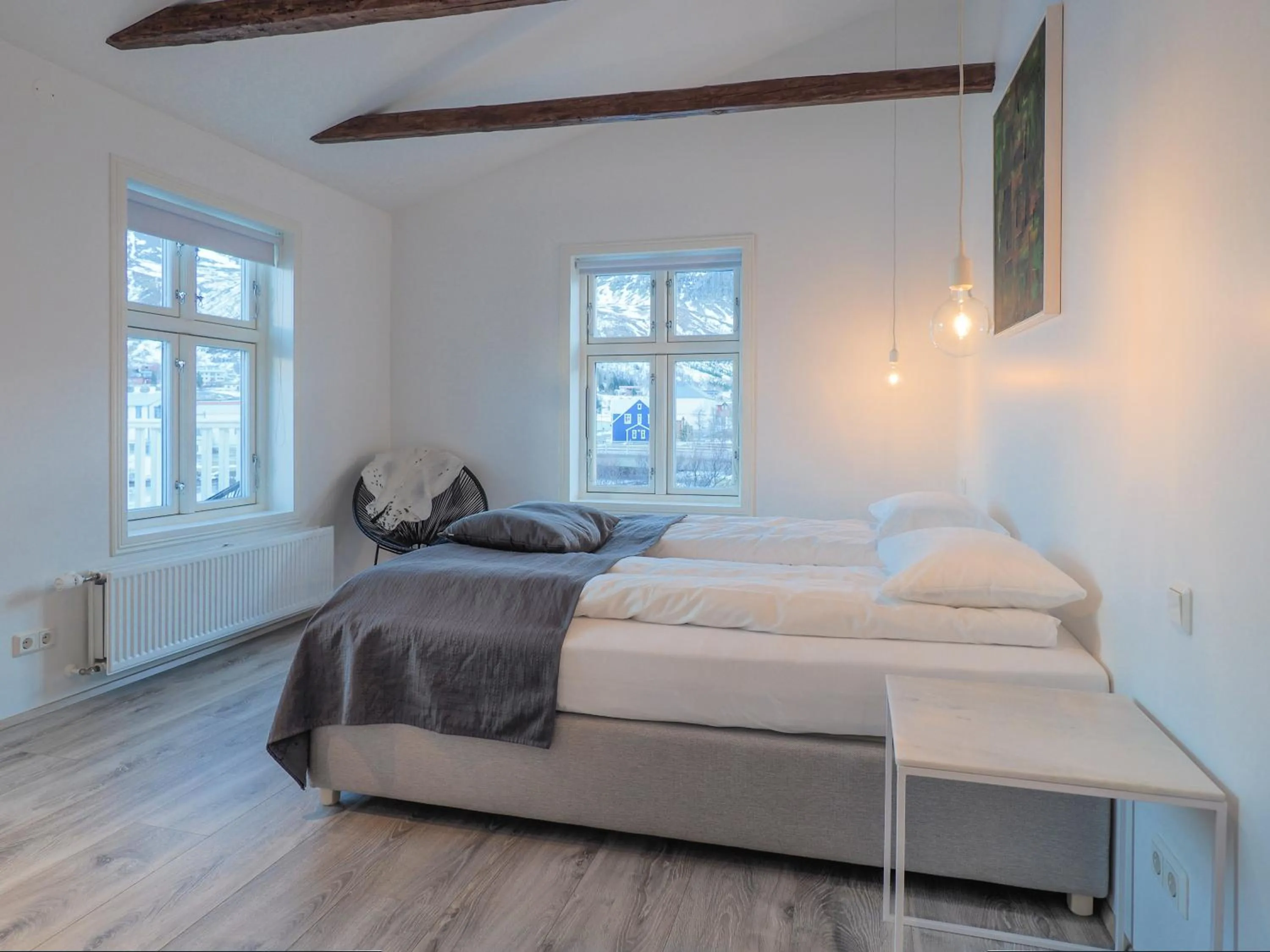 Bedroom, Bed in Við Lónið Guesthouse