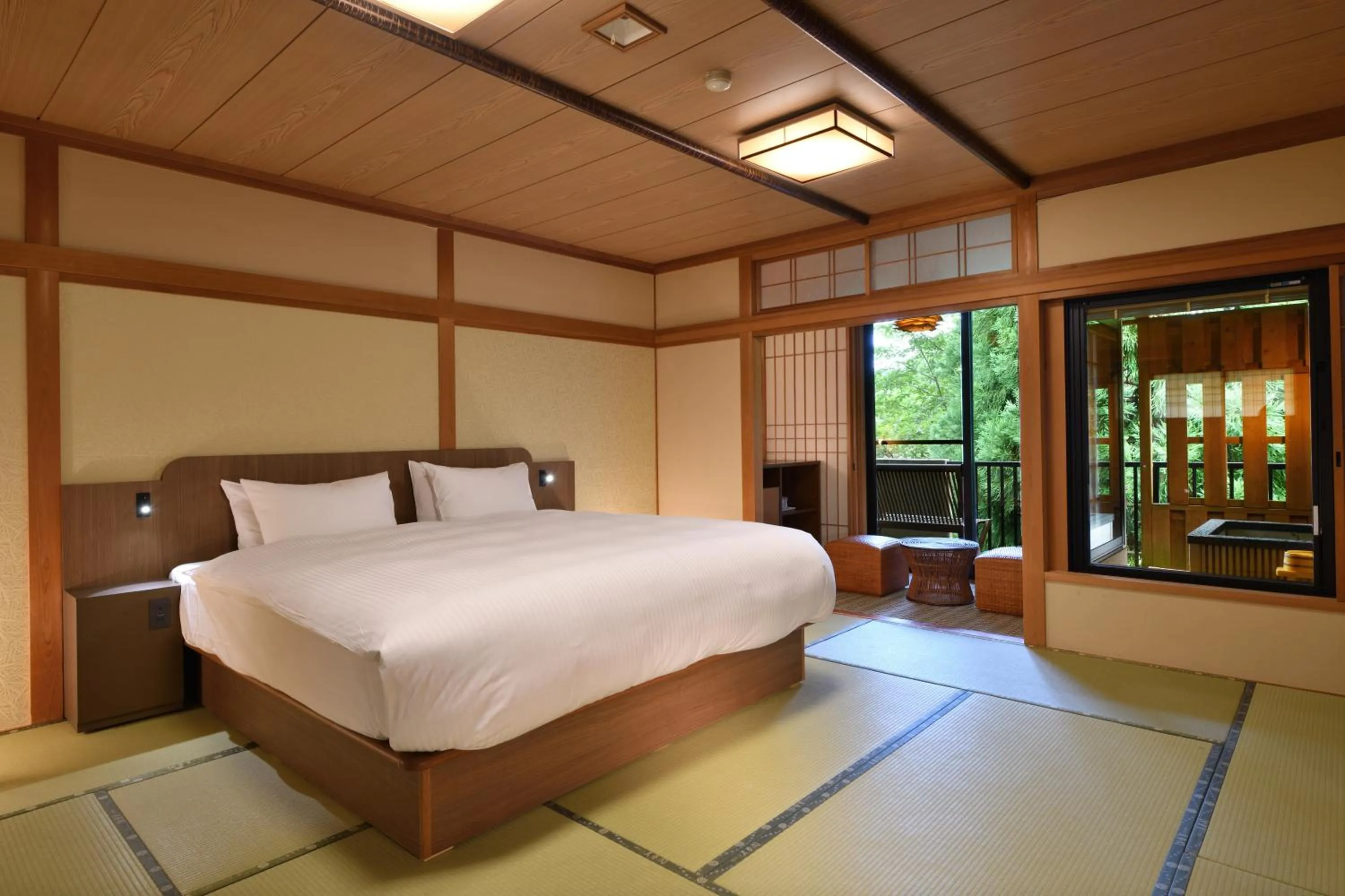 Double Room with Tatami Area and Open Air Bath - single occupancy - 2nd Floor in Yunogo Onsen HOTEL YUNOMORI BISYUNKAKU