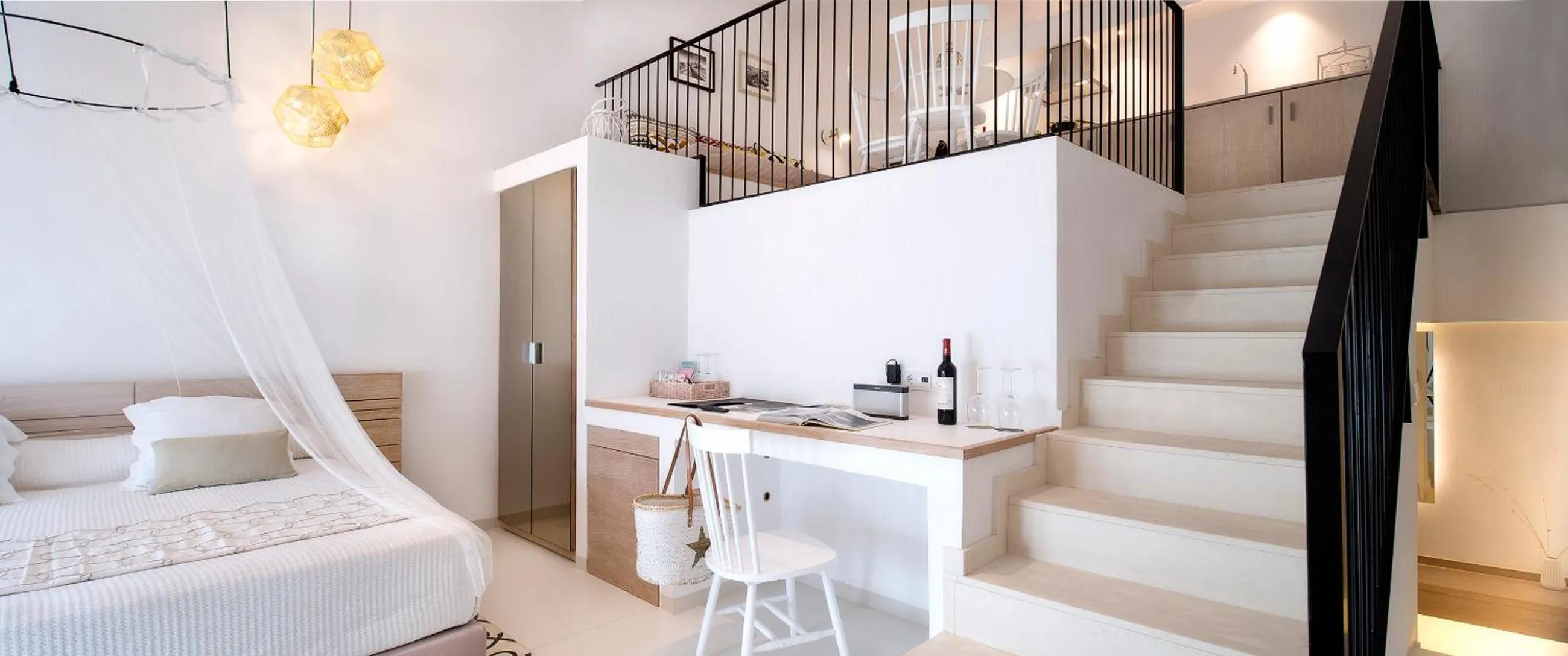 Kitchen or kitchenette, Bed in Gatzara Suites Santa Gertrudis