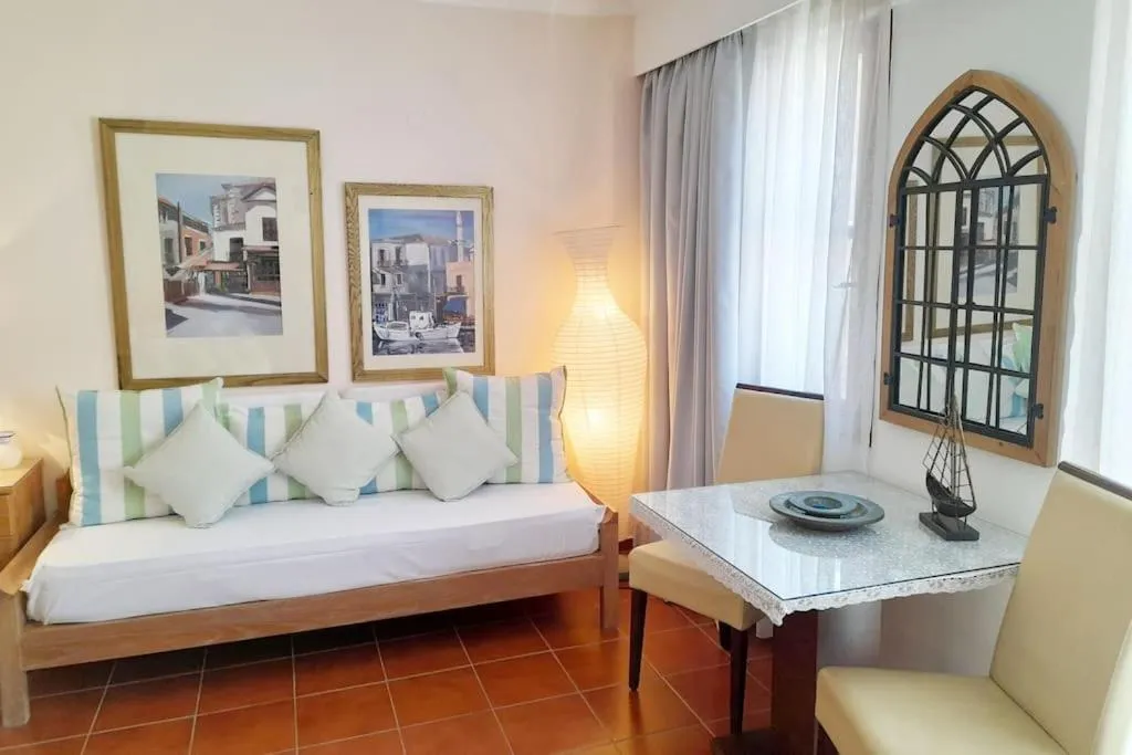 Living room, Bed in Calergi Residence - Holidays in Crete