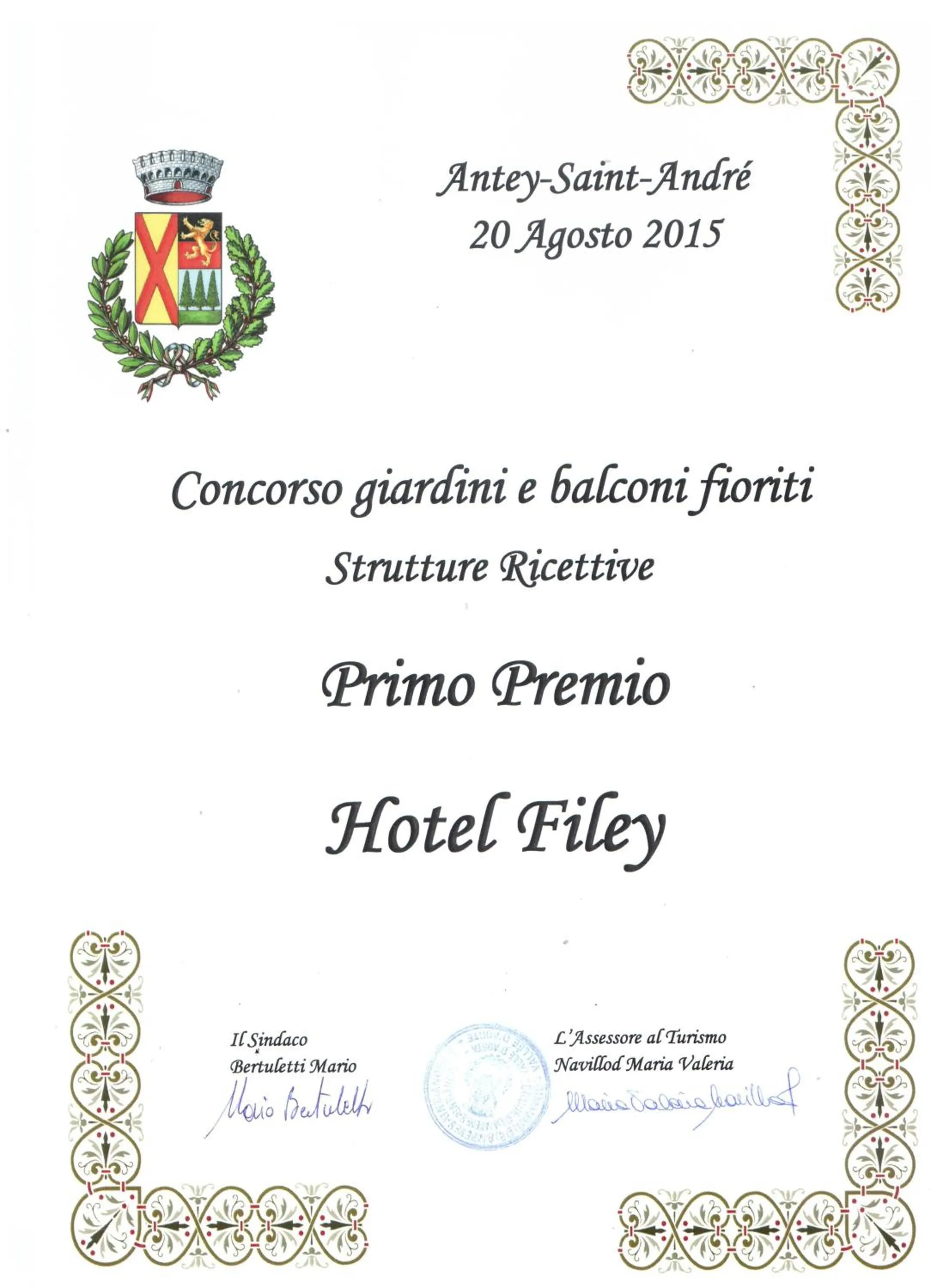 Logo/Certificate/Sign in Hotel Filey