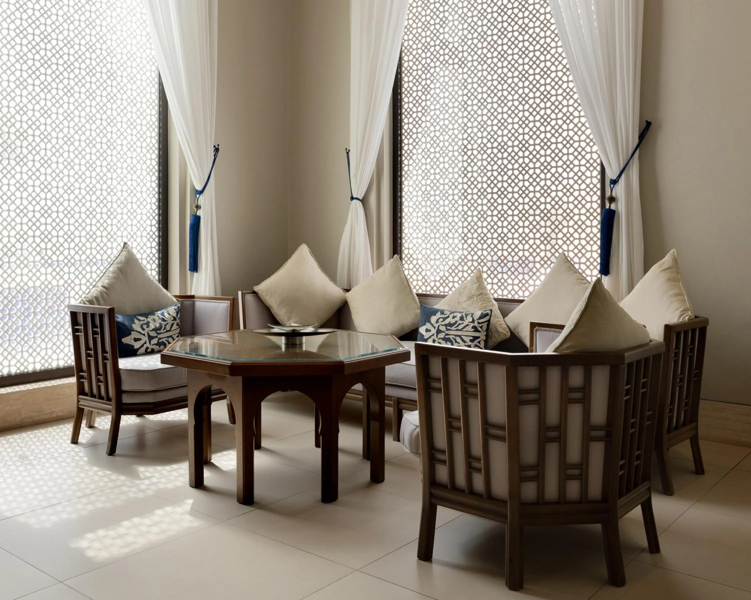 Seating area in Banyan Tree Tamouda Bay