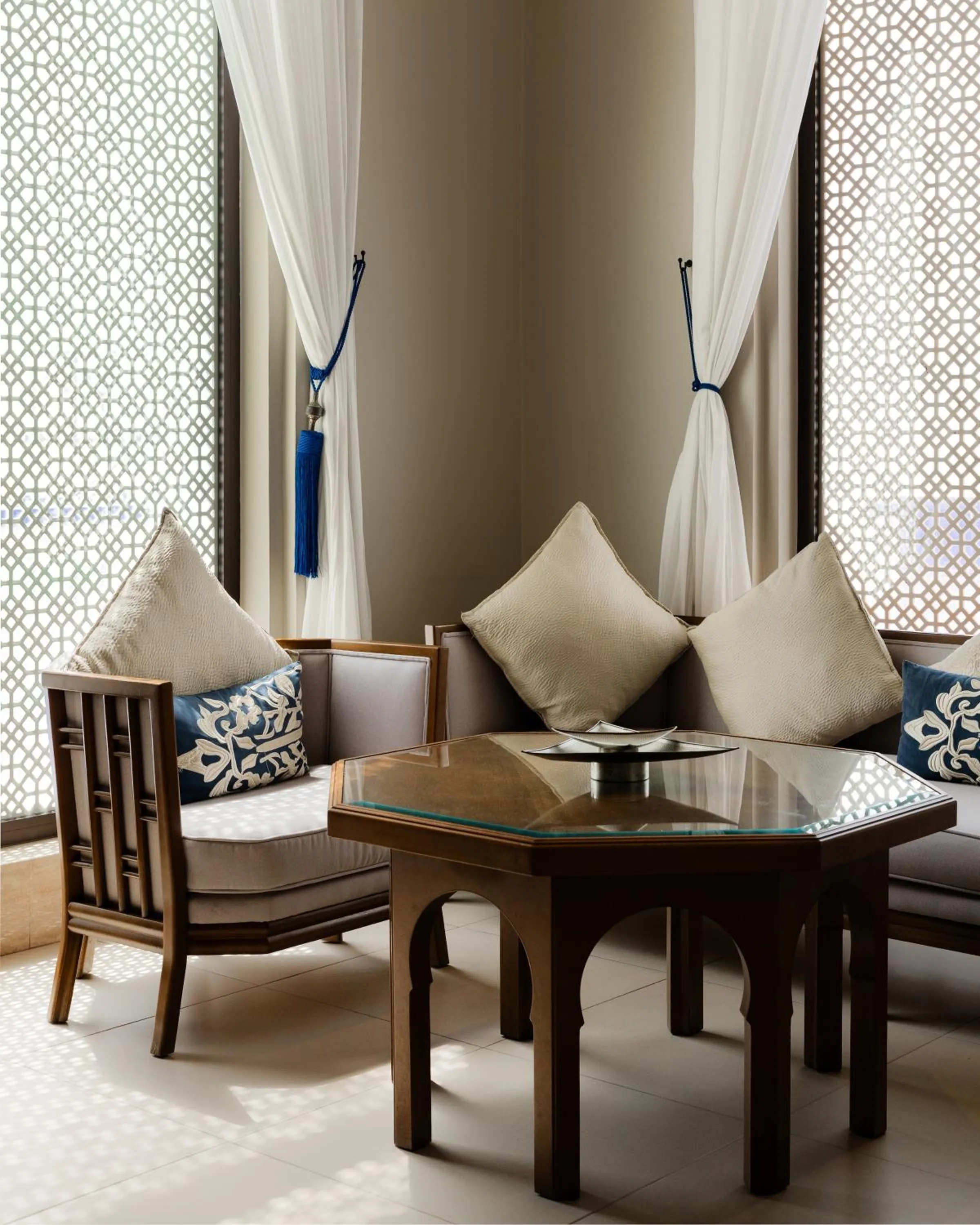 Seating area in Banyan Tree Tamouda Bay