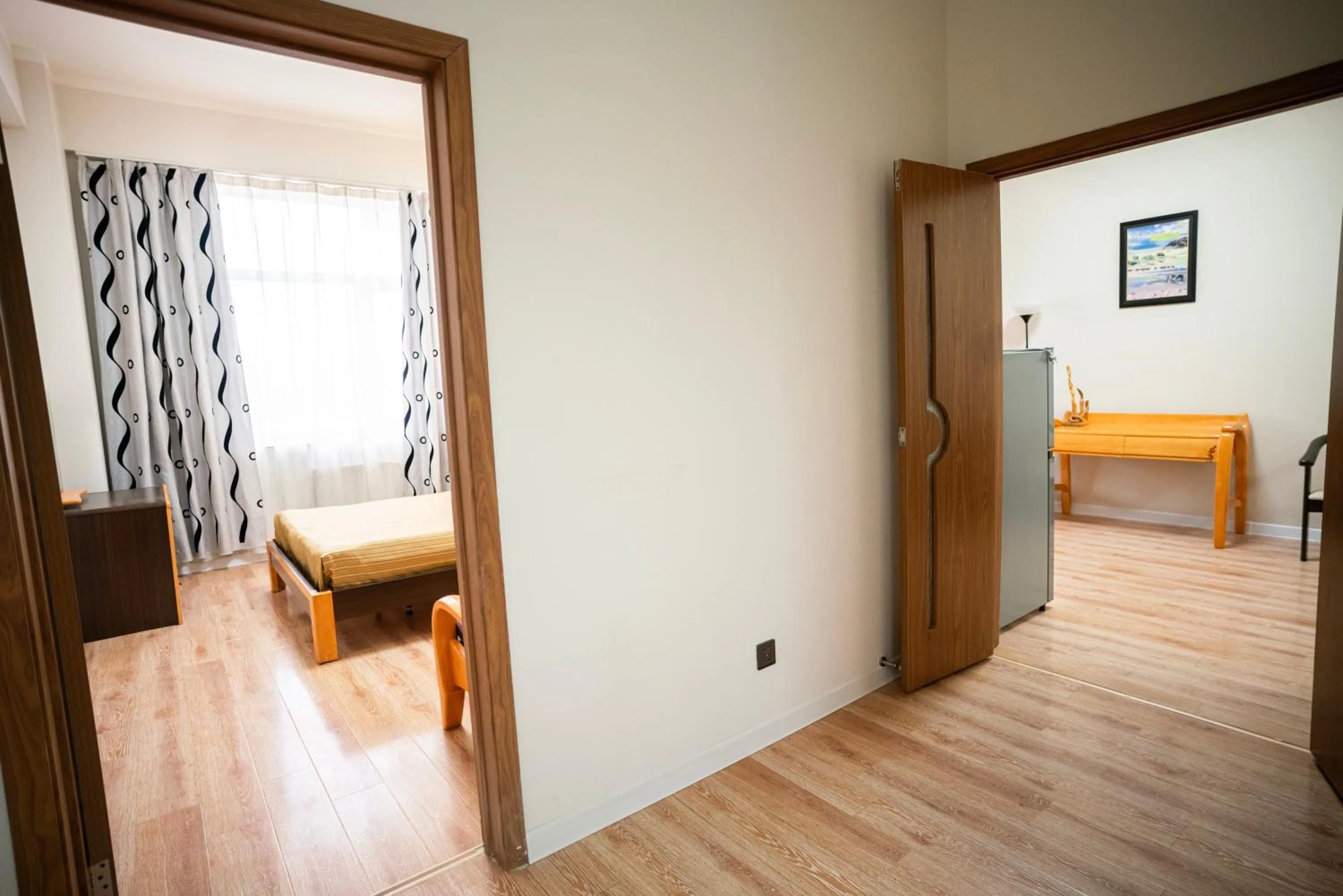 View (from property/room), Bed in Tsolmon's Serviced Apartments