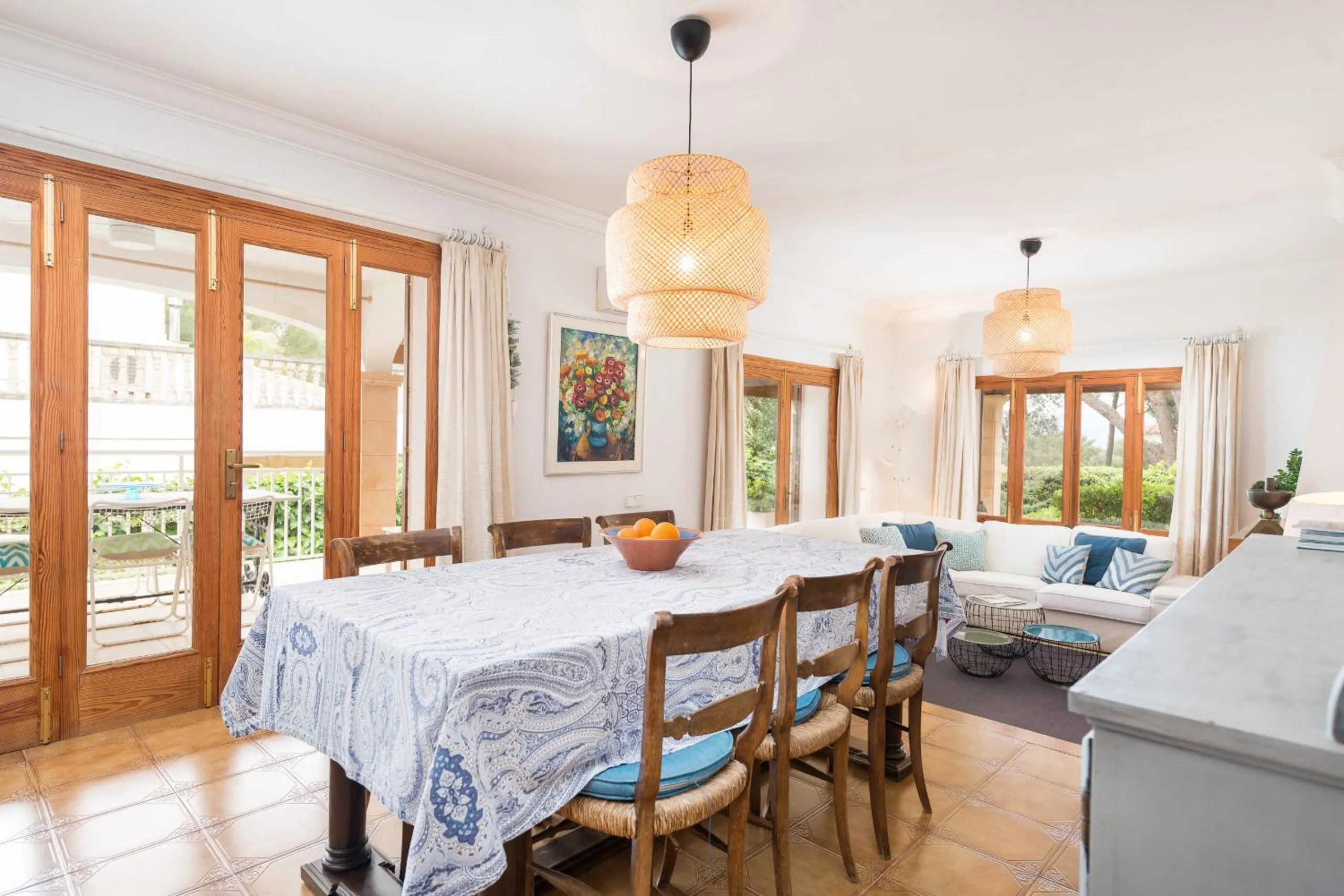 Dining area, Bed in Villa Camila para 7 junto a playa de Sant Pere