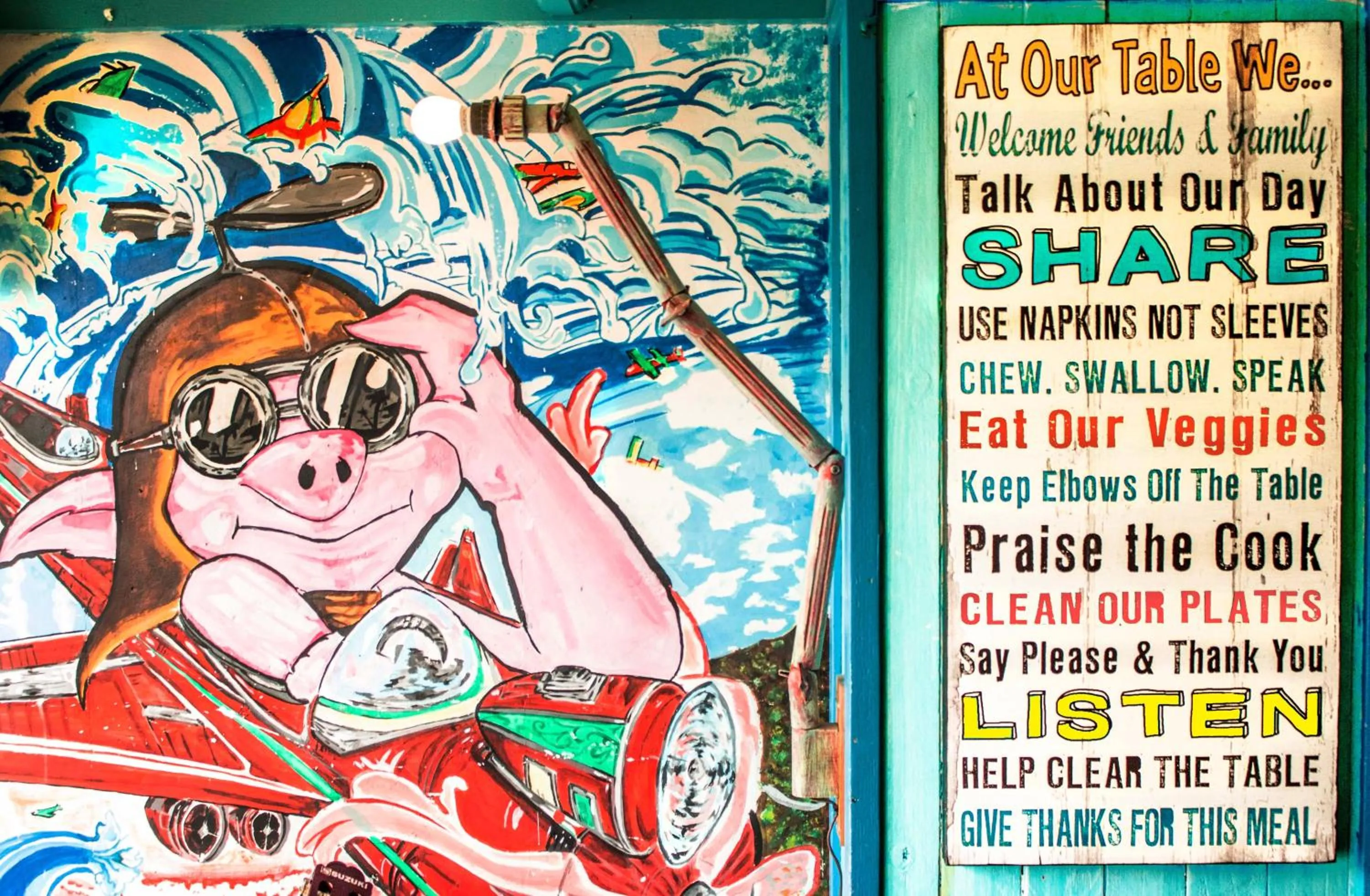 Decorative detail in The Flying Pig Beach Hostel Age 18 to 40