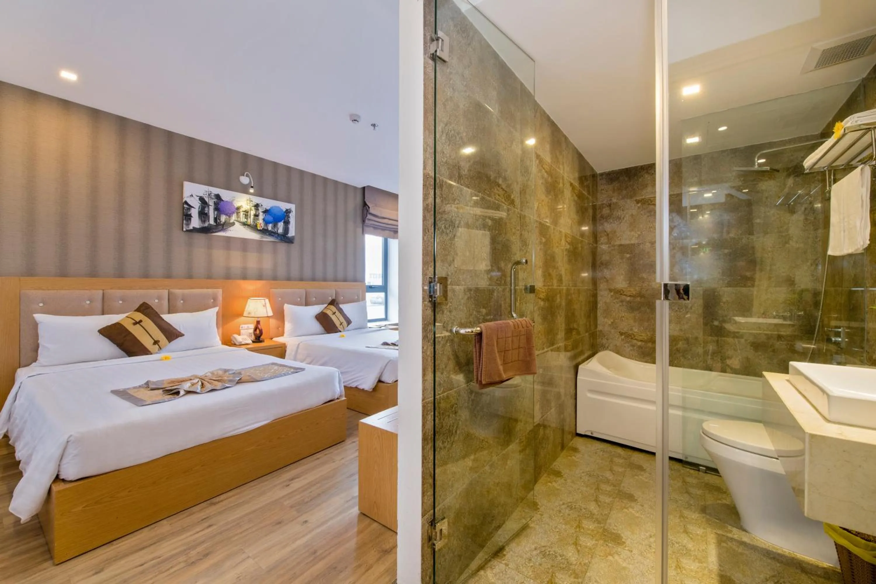 Bathroom, Bed in Helios Boutique Hotel & Spa