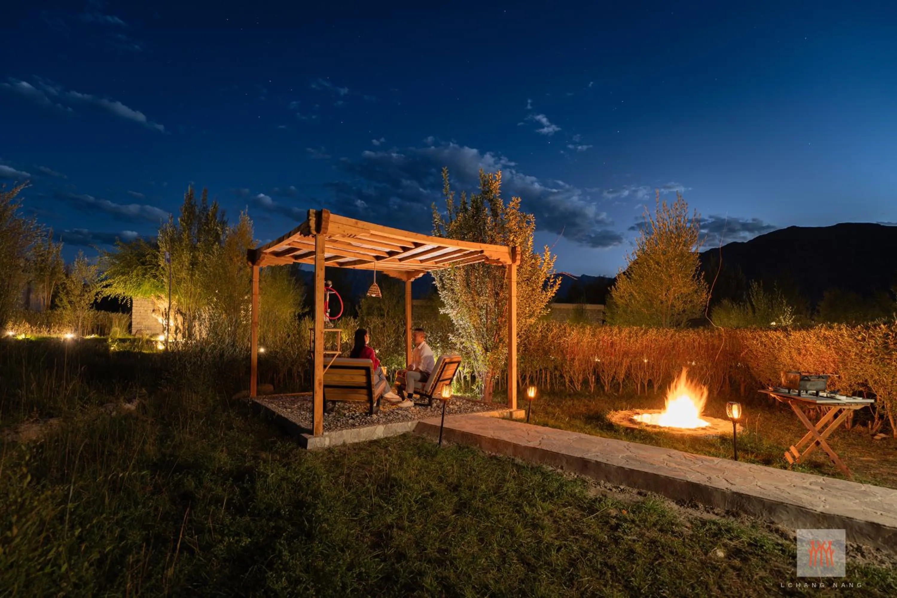 Garden view in Lchang Nang Retreat-THE HOUSE OF TREES-Nubra Valley