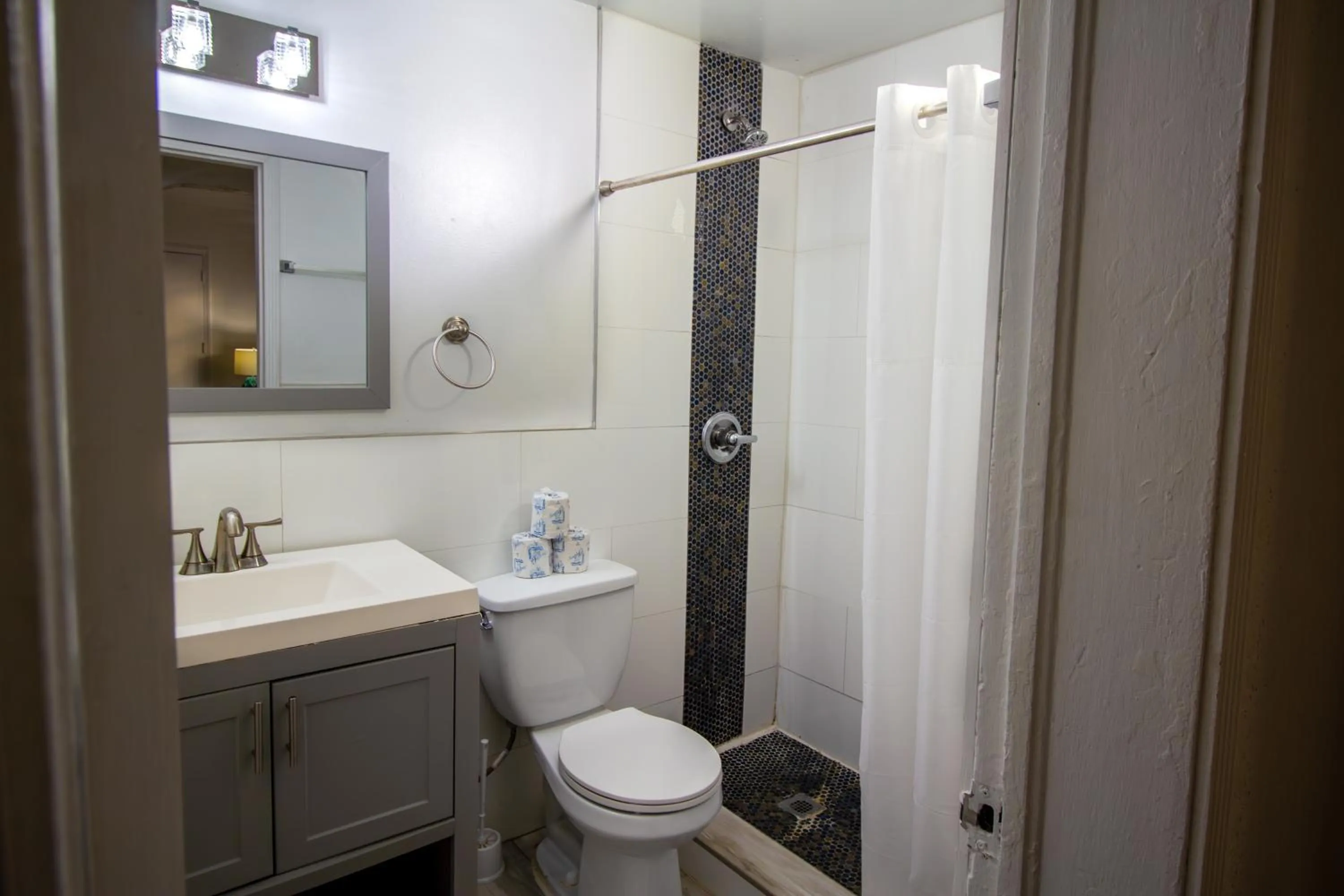 Shower in Courtyard Apartments Part of the Oasis Casita Collection